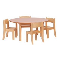 Millhouse Circular Table with 4 Beech Stacking Chairs