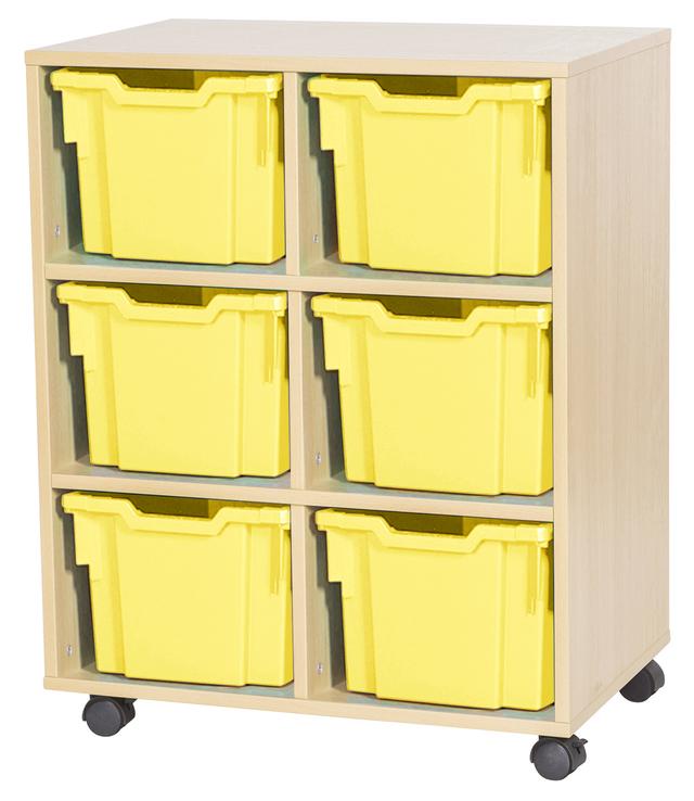Maple Tray Rack GALT Double Unit with 6 Extra Deep Gratnells Trays - Maple - Yellow ...