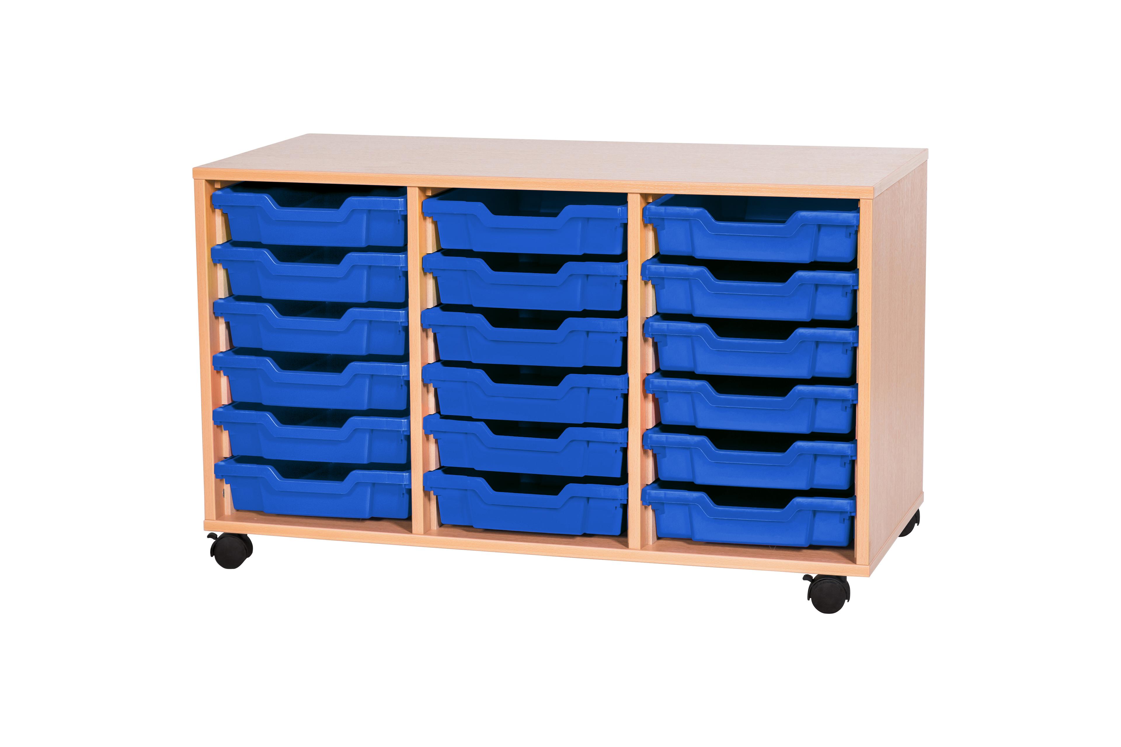 GALT Triple Unit with 18 Shallow Gratnells Trays - Beech - Blue