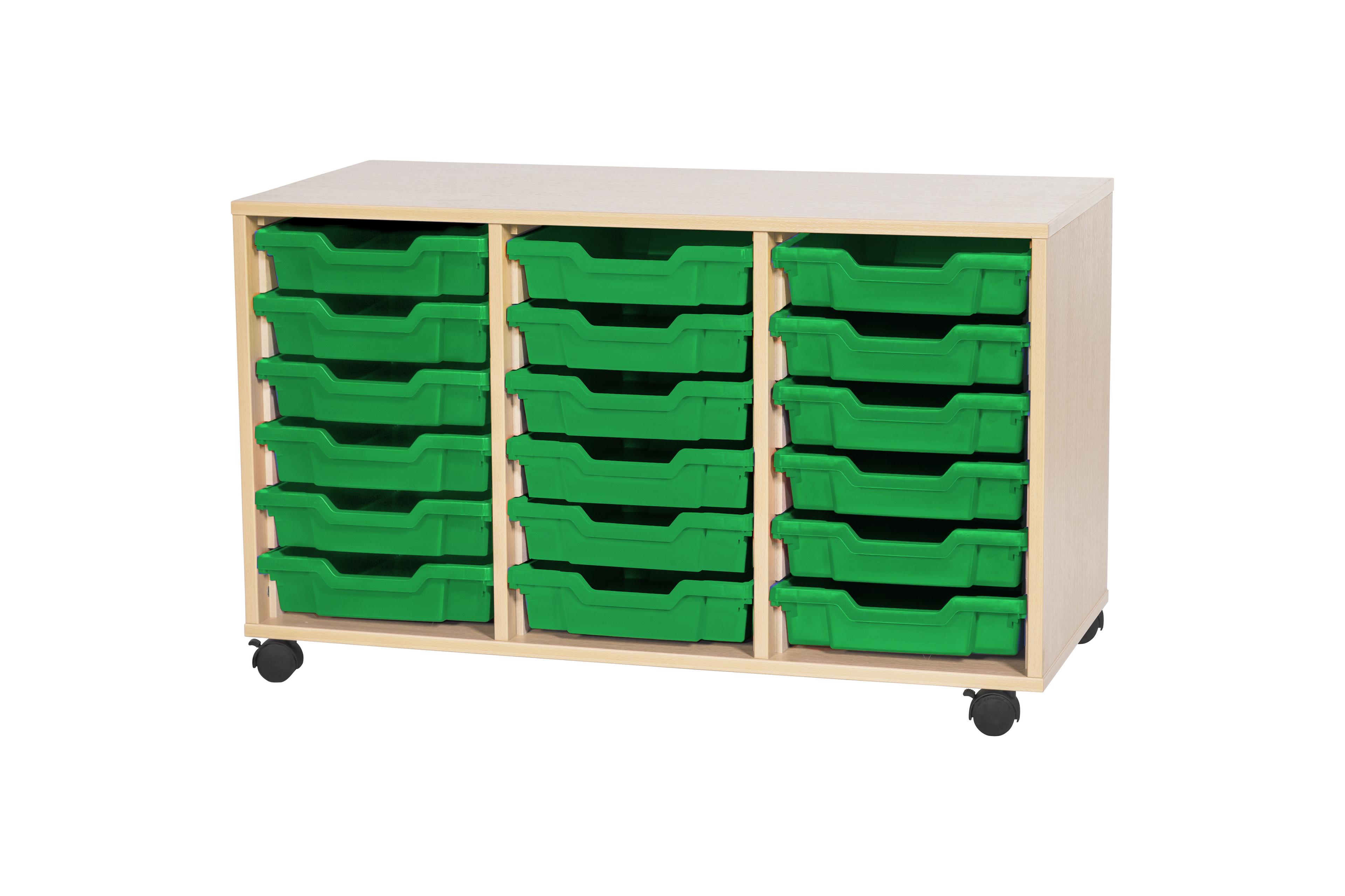 GALT Triple Unit with 18 Shallow Gratnells Trays - Maple - Green
