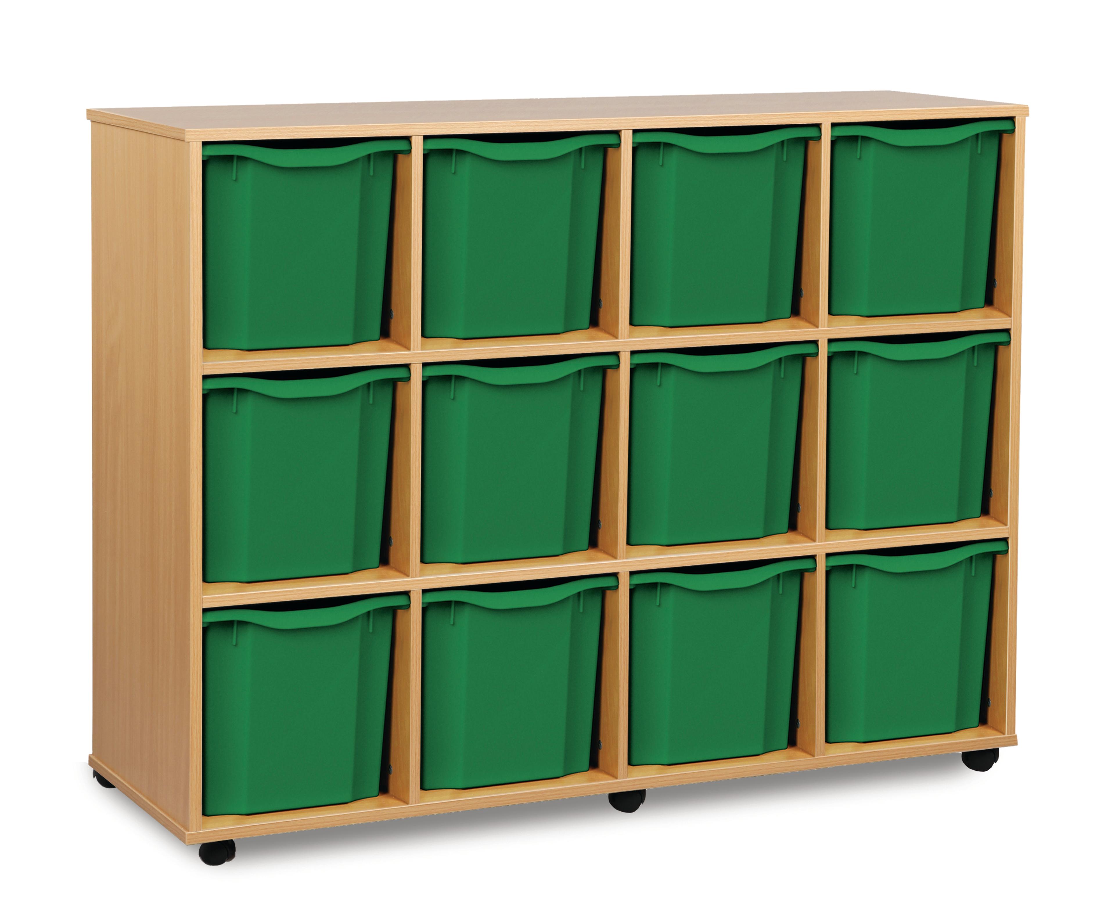 Classmates 12 Quad Tray Unit  - Green - Beech