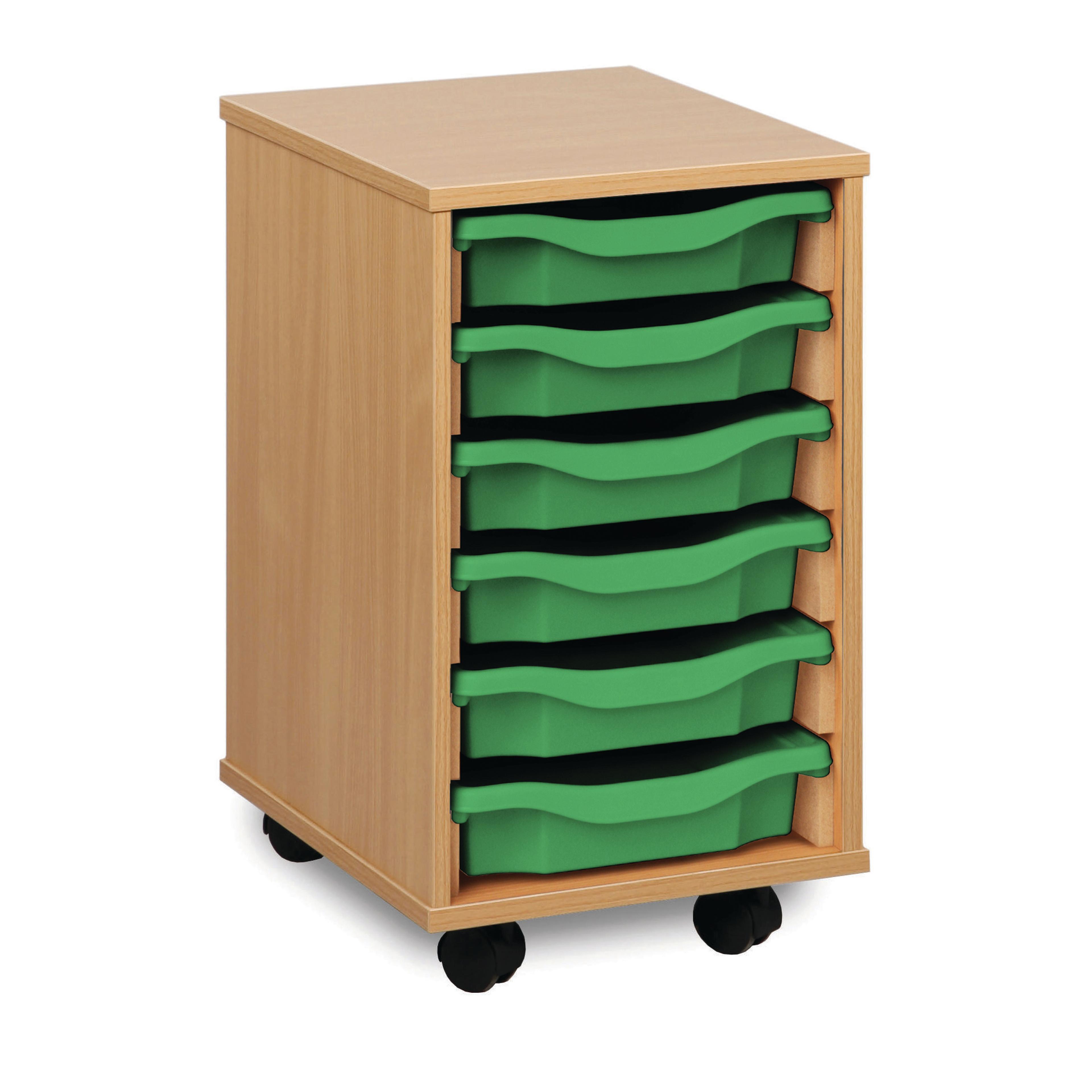 Classmates 6 Single Tray Unit  - Green - Beech