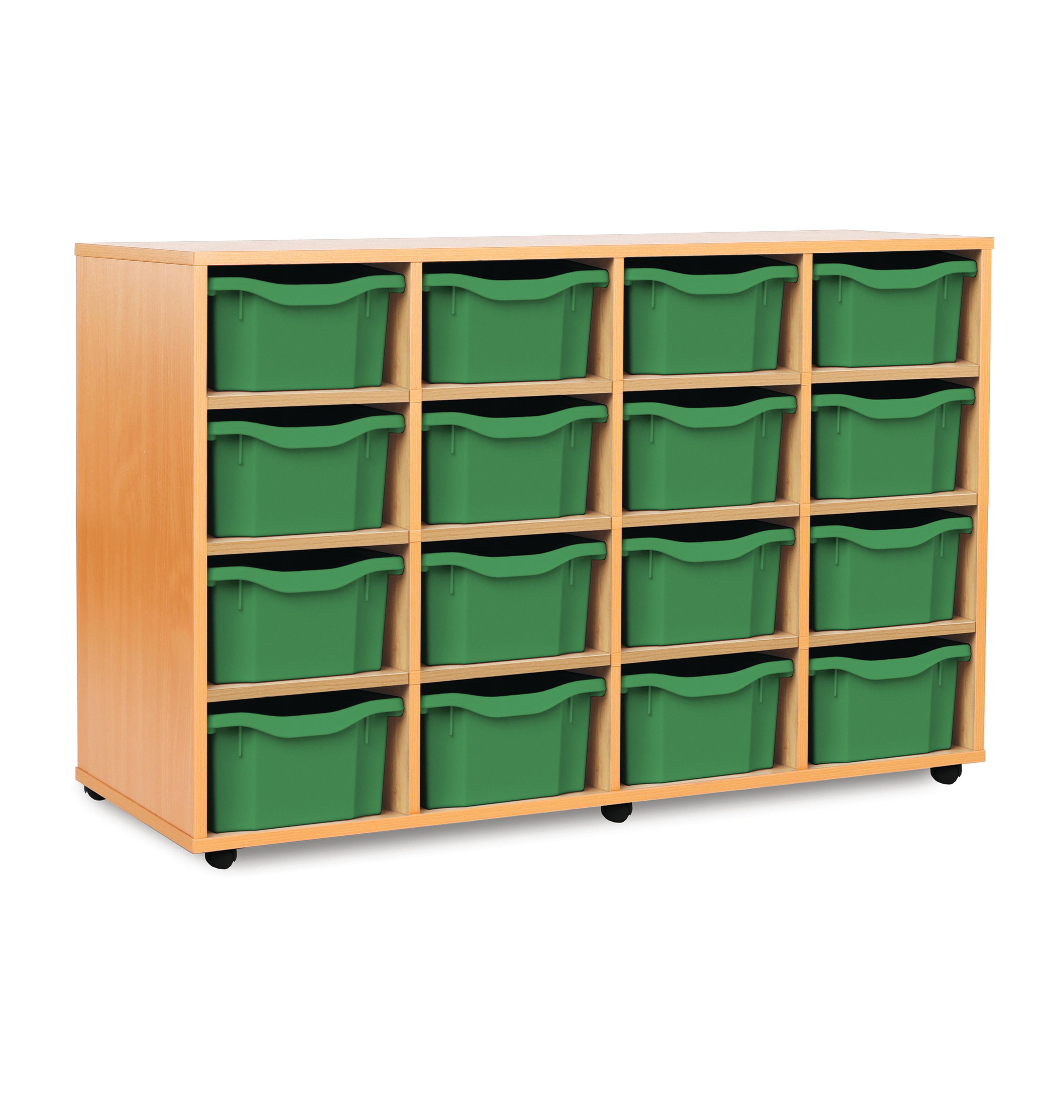 Classmates 16 Double Tray Unit - Green - Beech