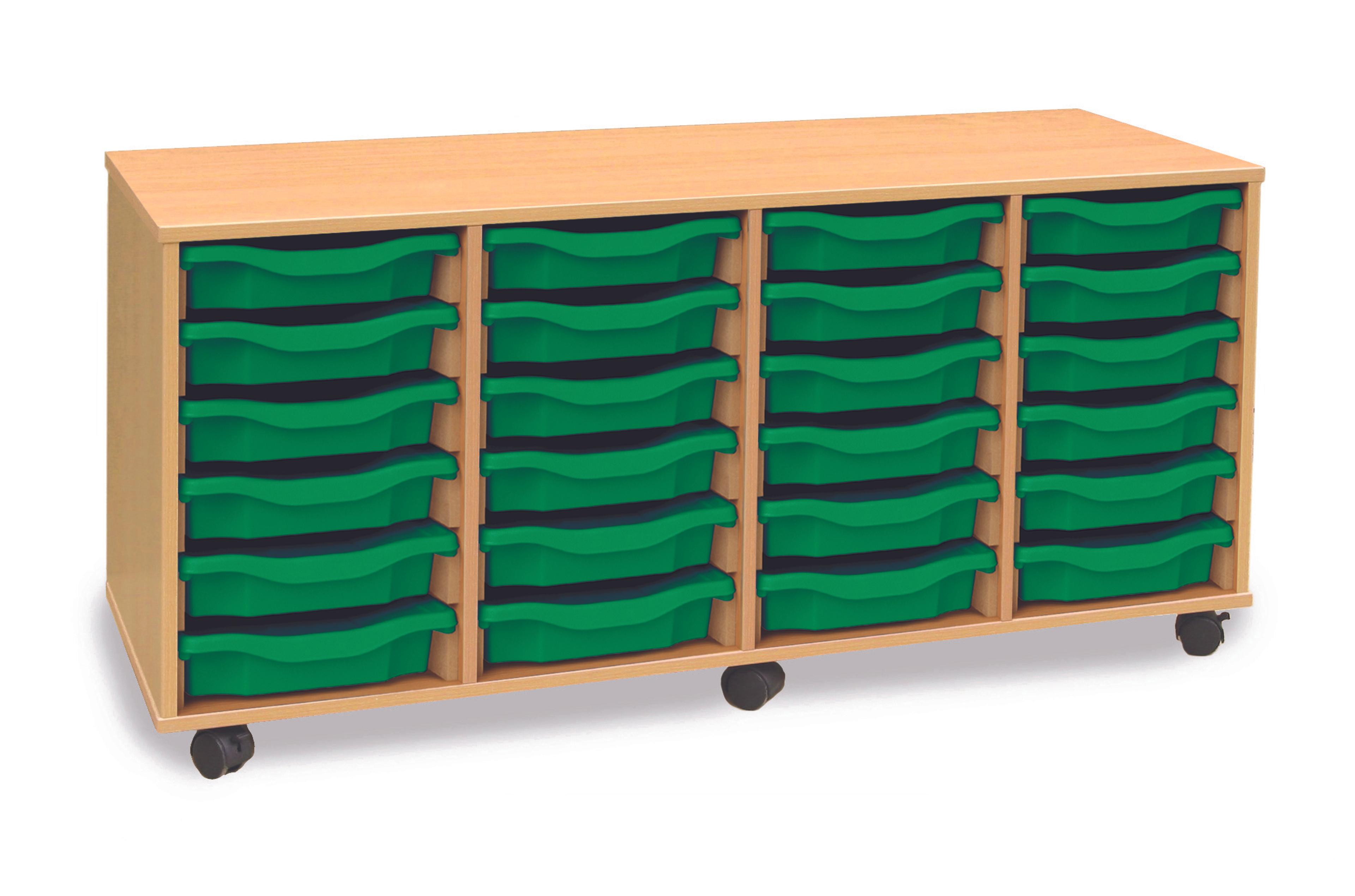 Classmates 24 Single Tray Unit - Horizontal - Green - Beech