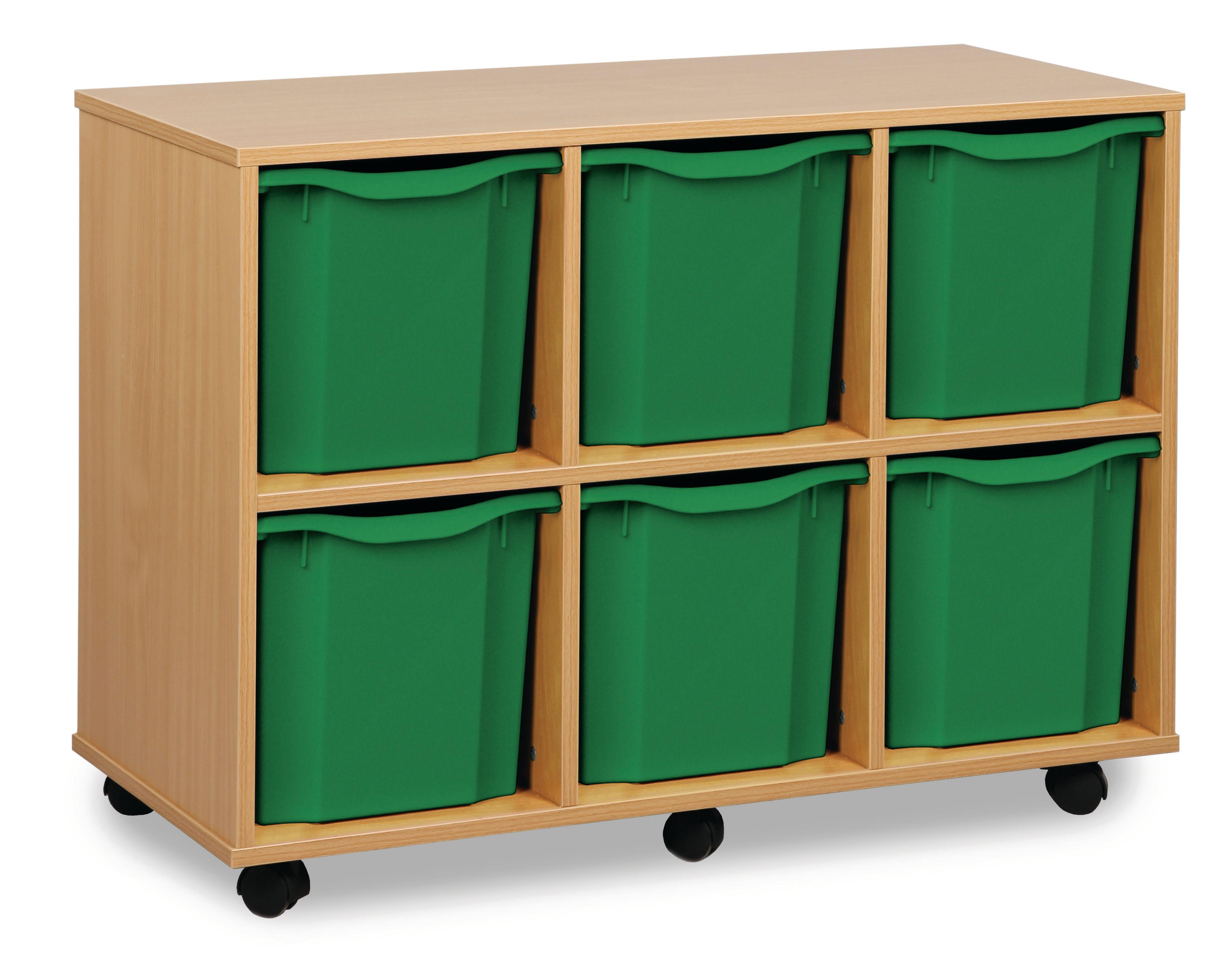 Classmates 6 Quad Tray Unit - Horizontal - Green - Beech