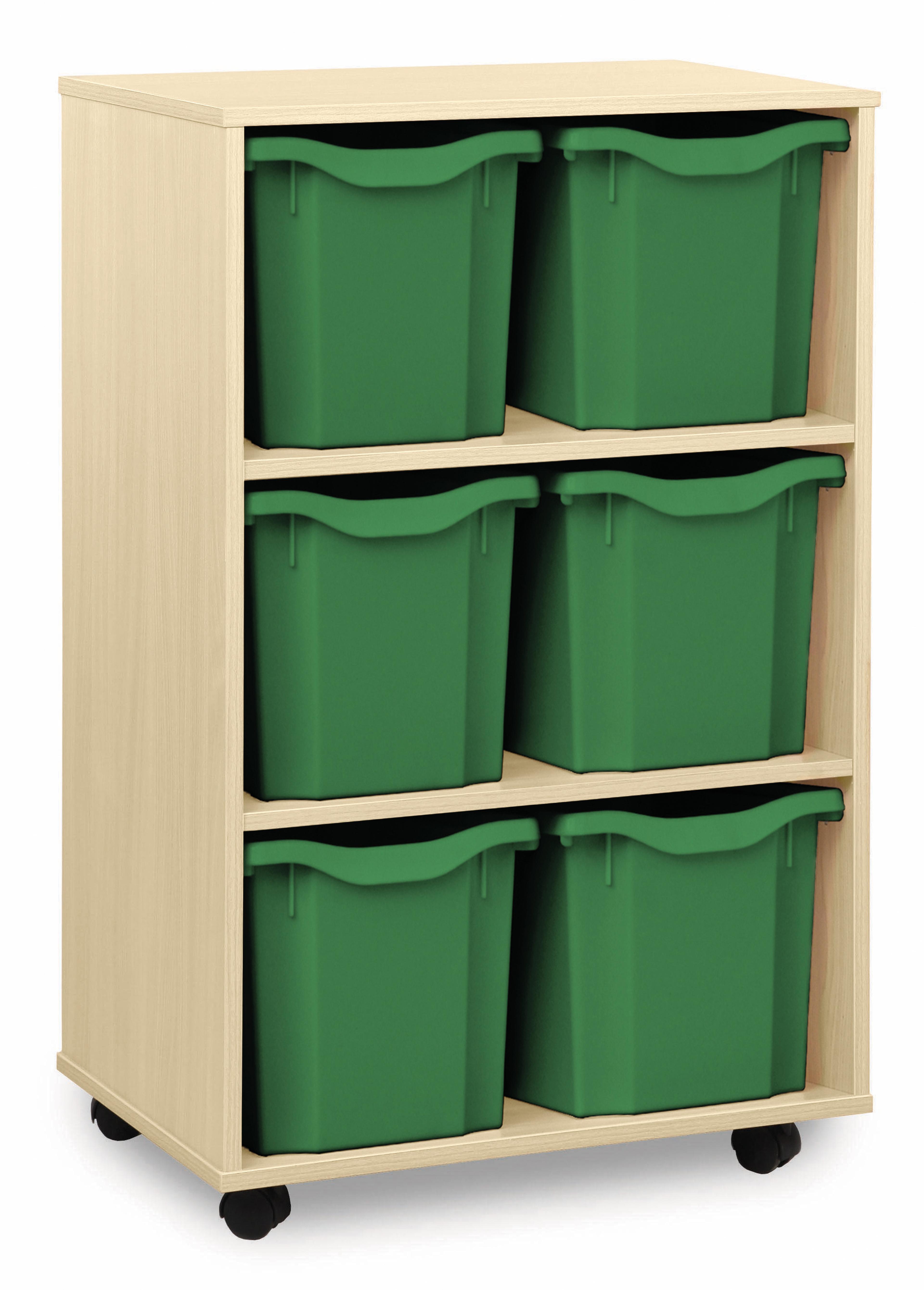 Classmates 6 Quad Tray Unit - Vertical  - Green - Maple