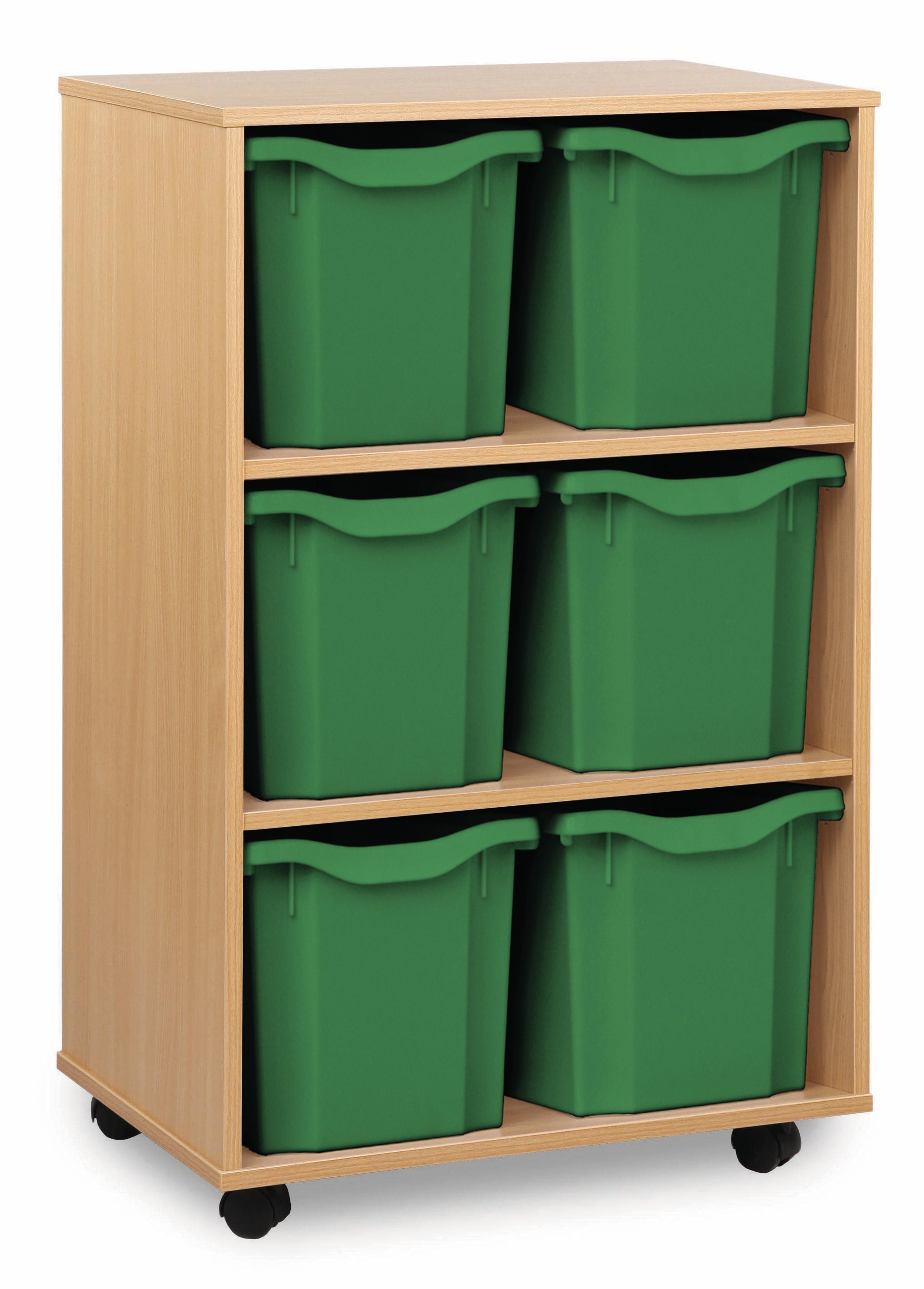Classmates 6 Quad Tray Unit - Vertical  - Green - Beech