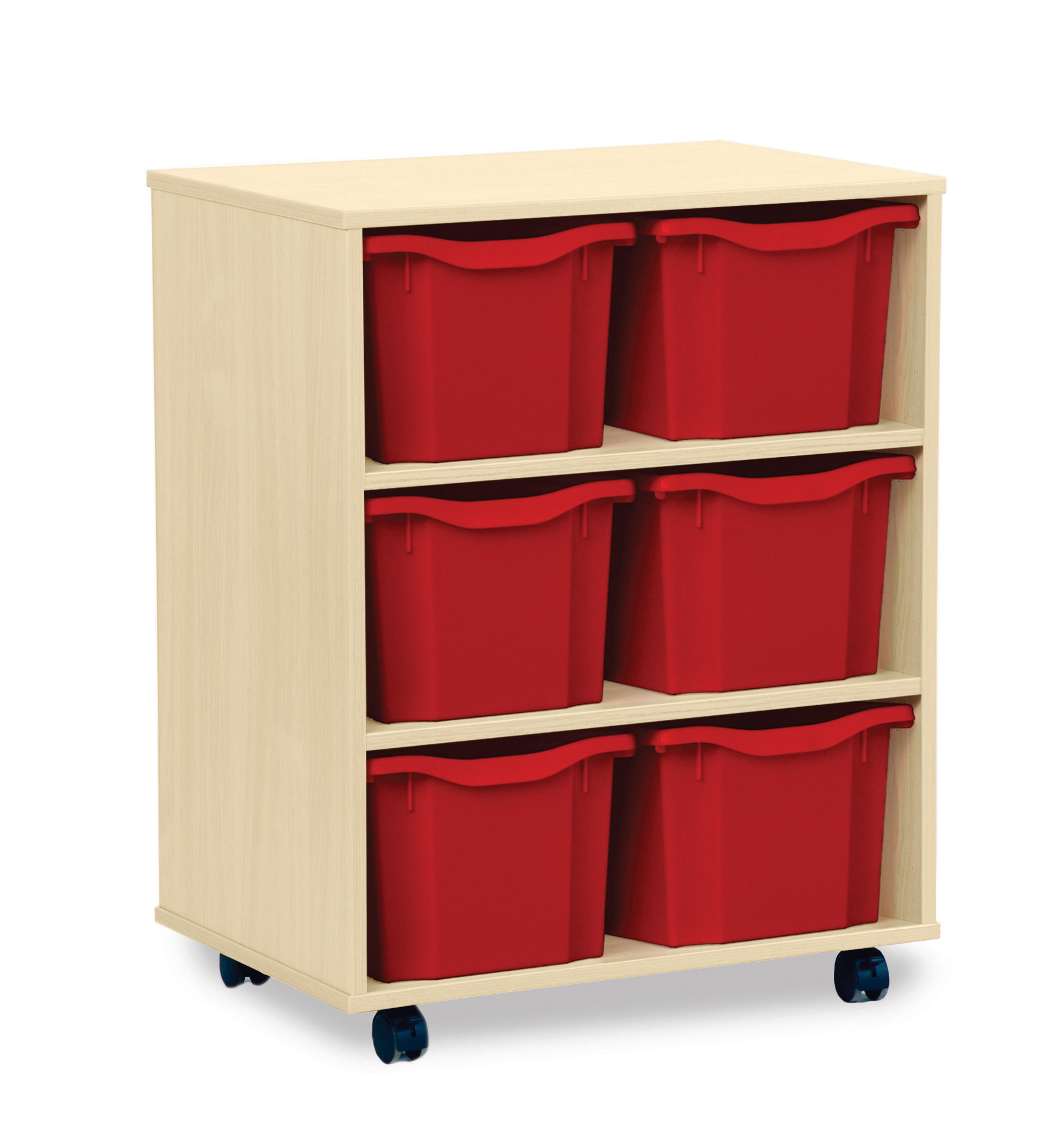 Classmates 6 Triple Tray Unit - Red - Maple