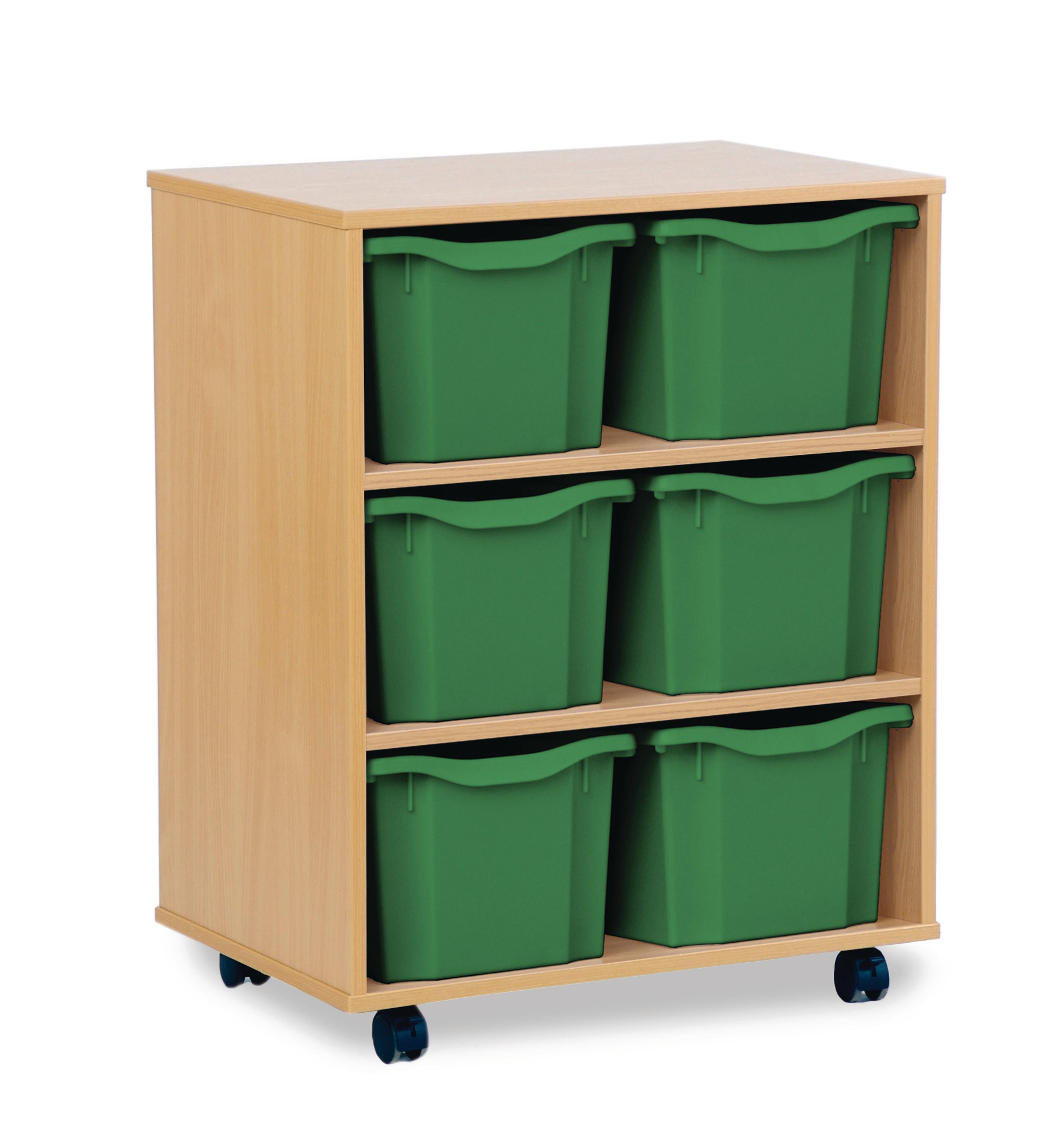 Classmates 6 Triple Tray Unit - Green - Beech