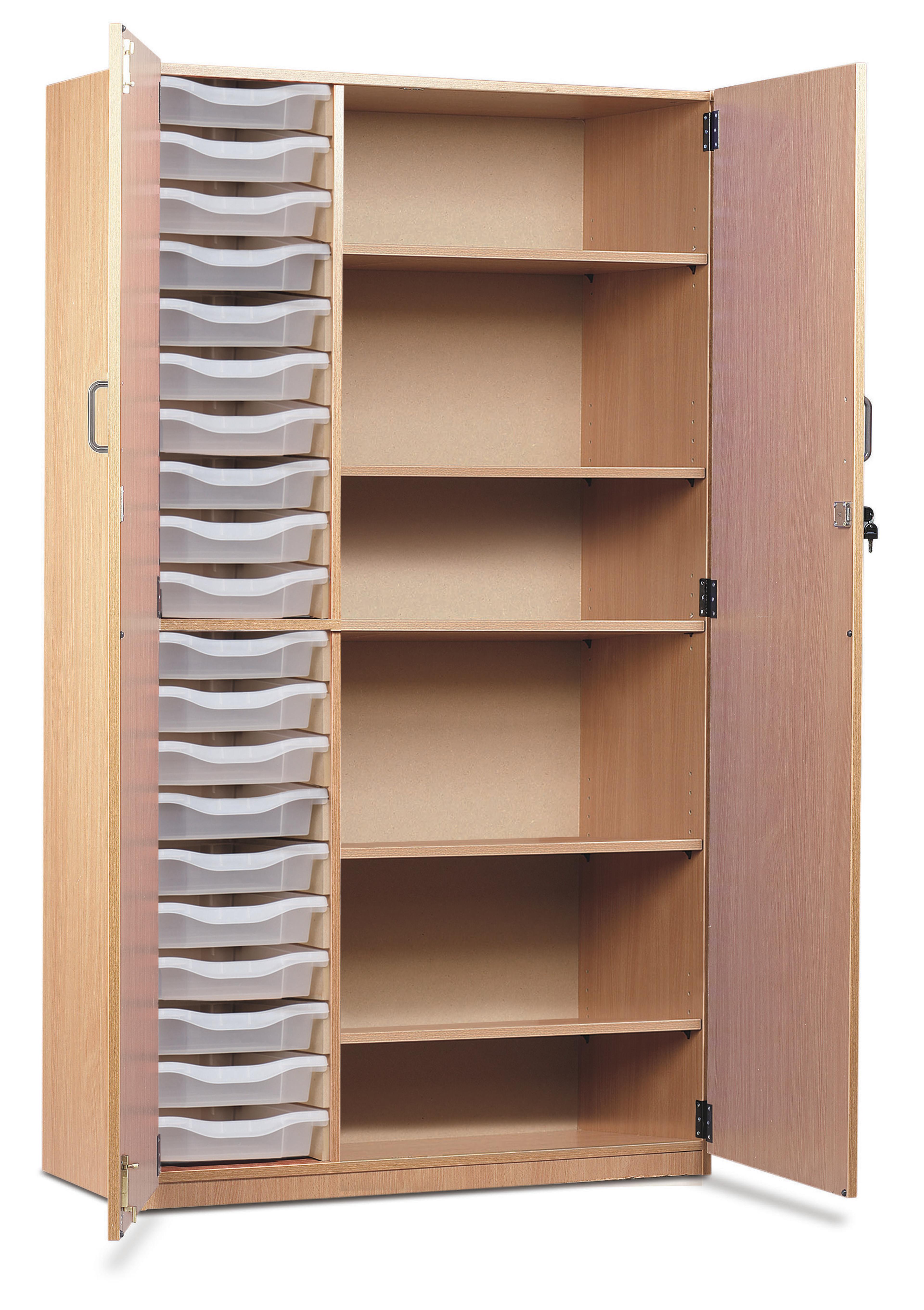 Classmates 20 Single Tray Full Door Storage Cupboard - Beech