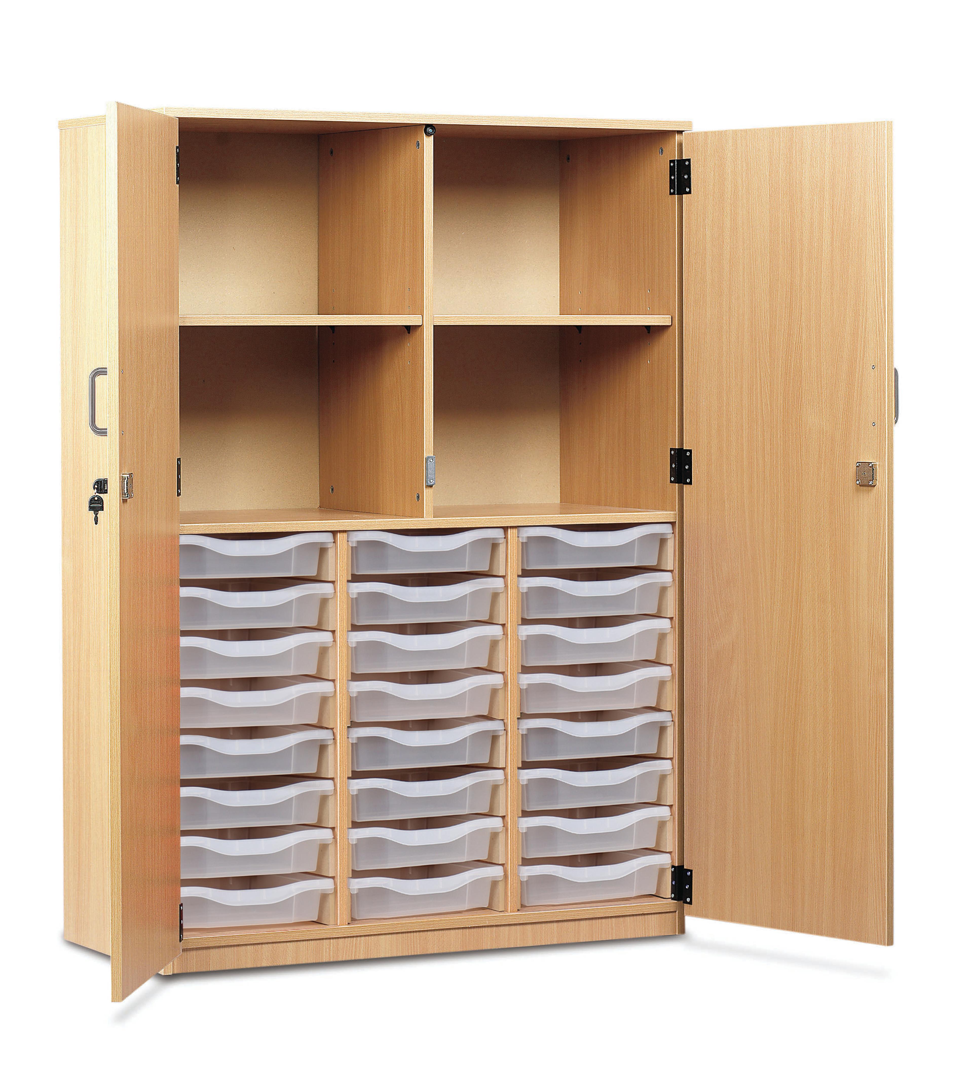 Classmates 24 Single Tray Full Door Storage Cupboard - Beech