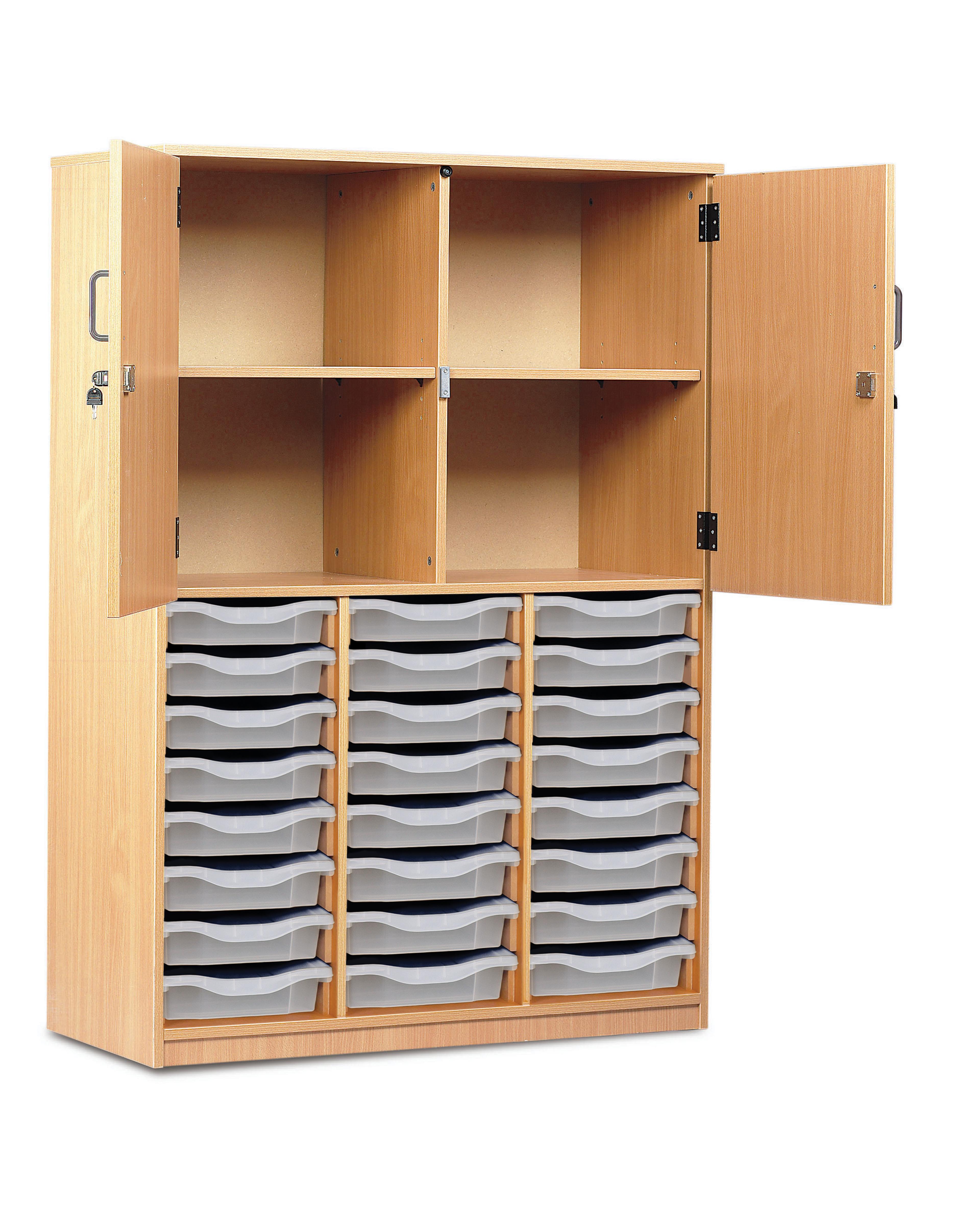 Classmates 24 Single Tray Half Door Storage Cupboard - Clear - Beech