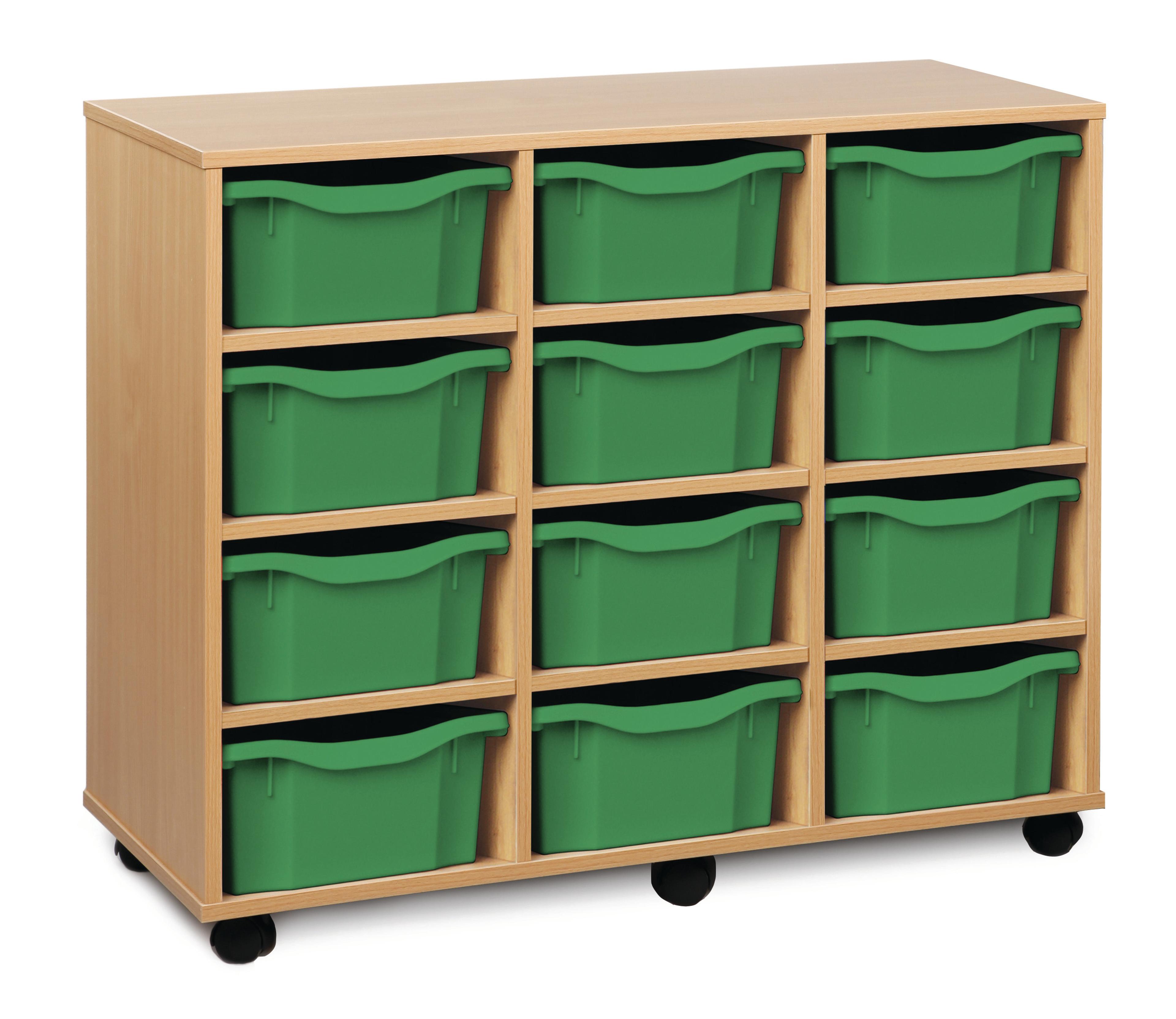 Classmates 12 Double Tray Unit - Green - Beech