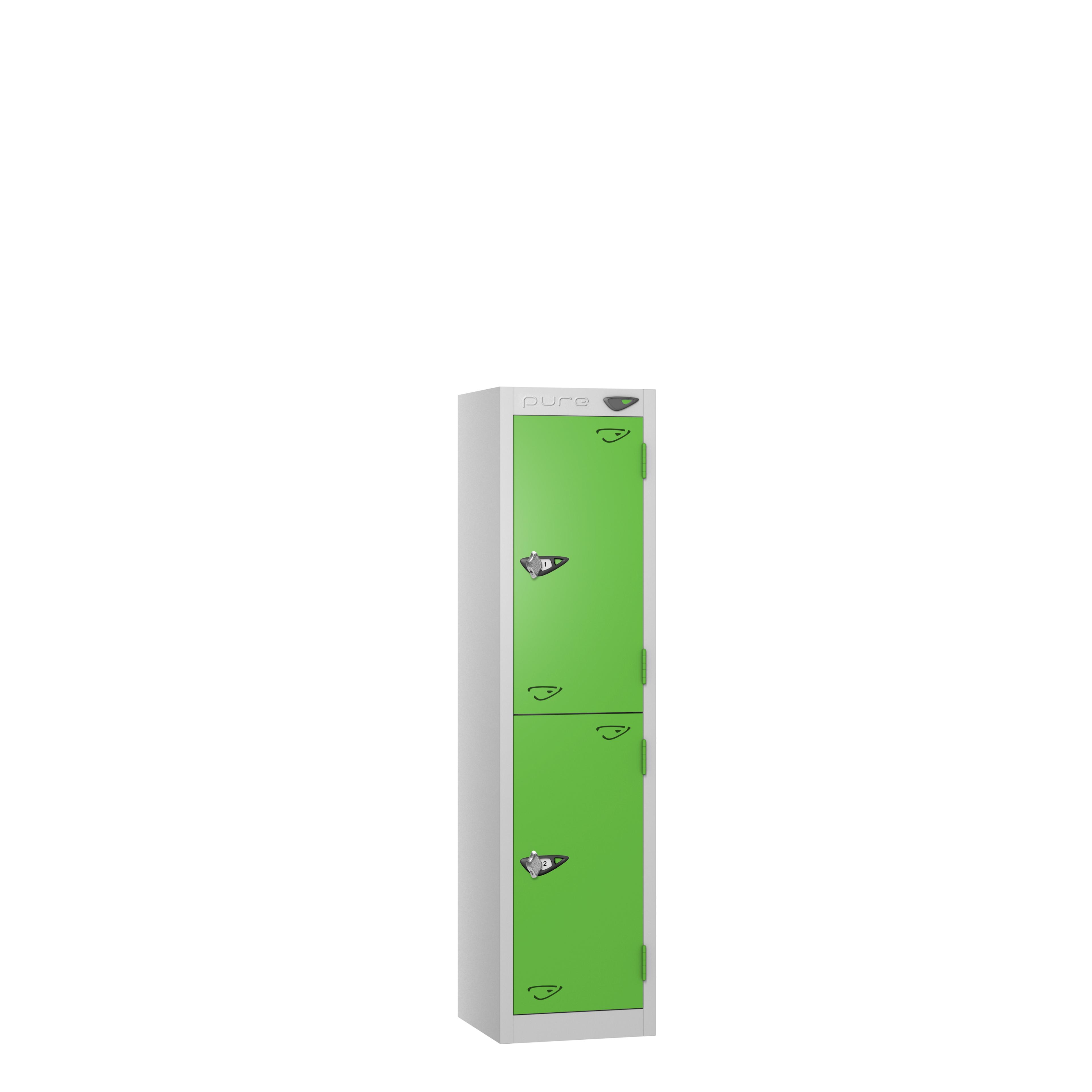 PURE Lockers - Low Height, Flat Top, Depth 45cm - Green - 2 Door