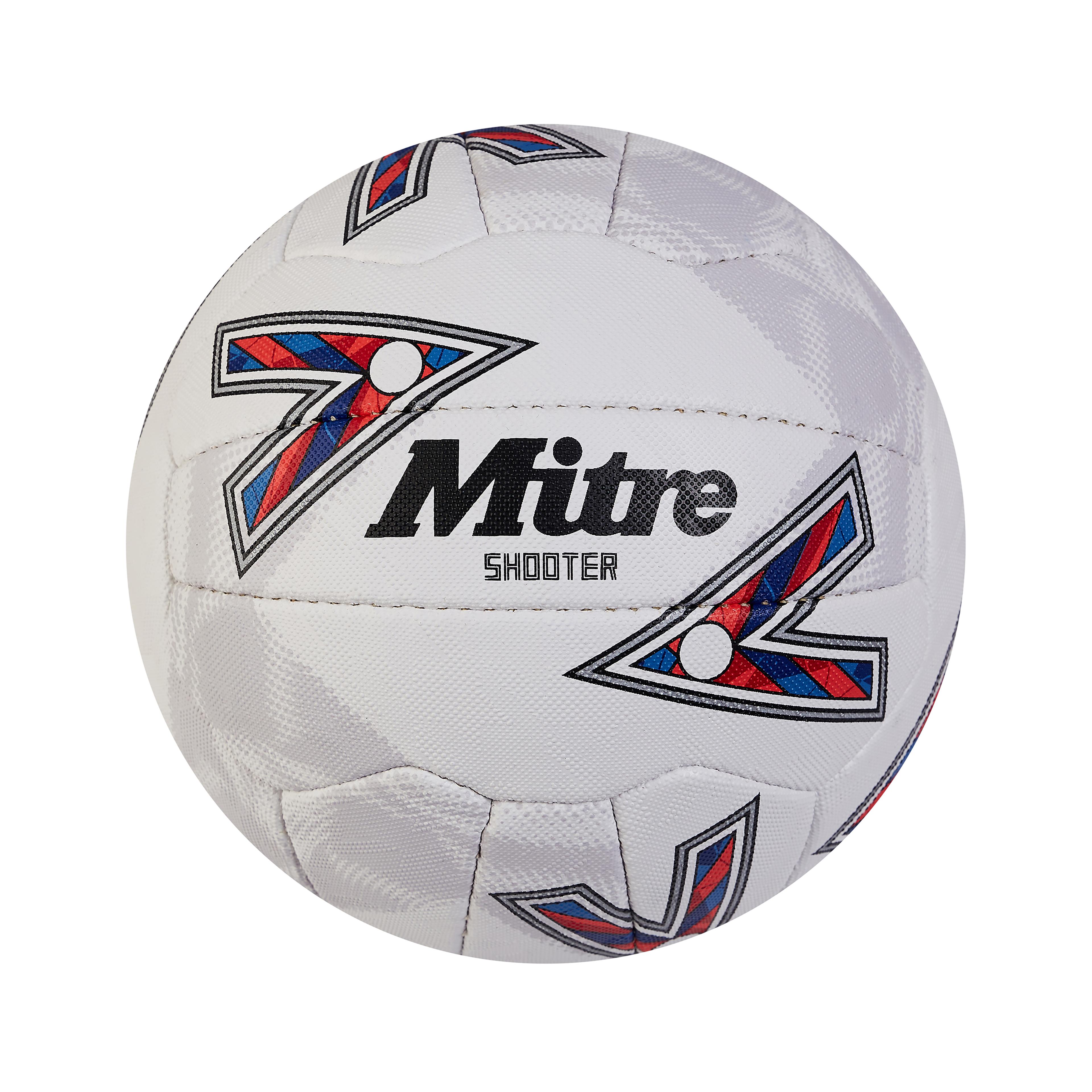 Mitre Shooter Match Netball - White/Red/Blue - Size 4