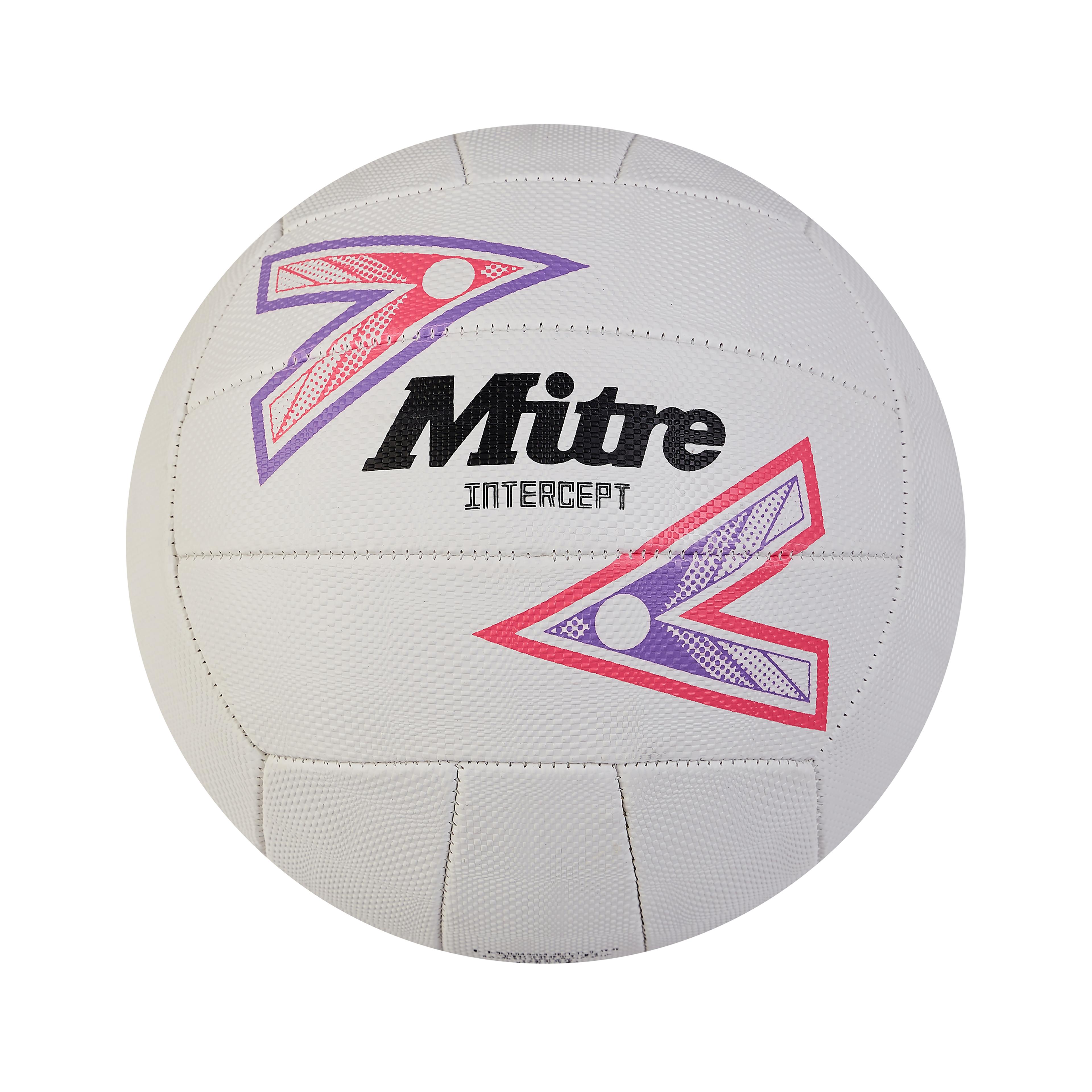 Mitre Intercept Match Netball - White/Purple/Pink - Size 4