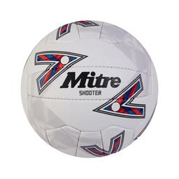 Mitre Shooter Match Netball - White/Red/Blue - Size 5 - Pack of 5 with FREE BAG