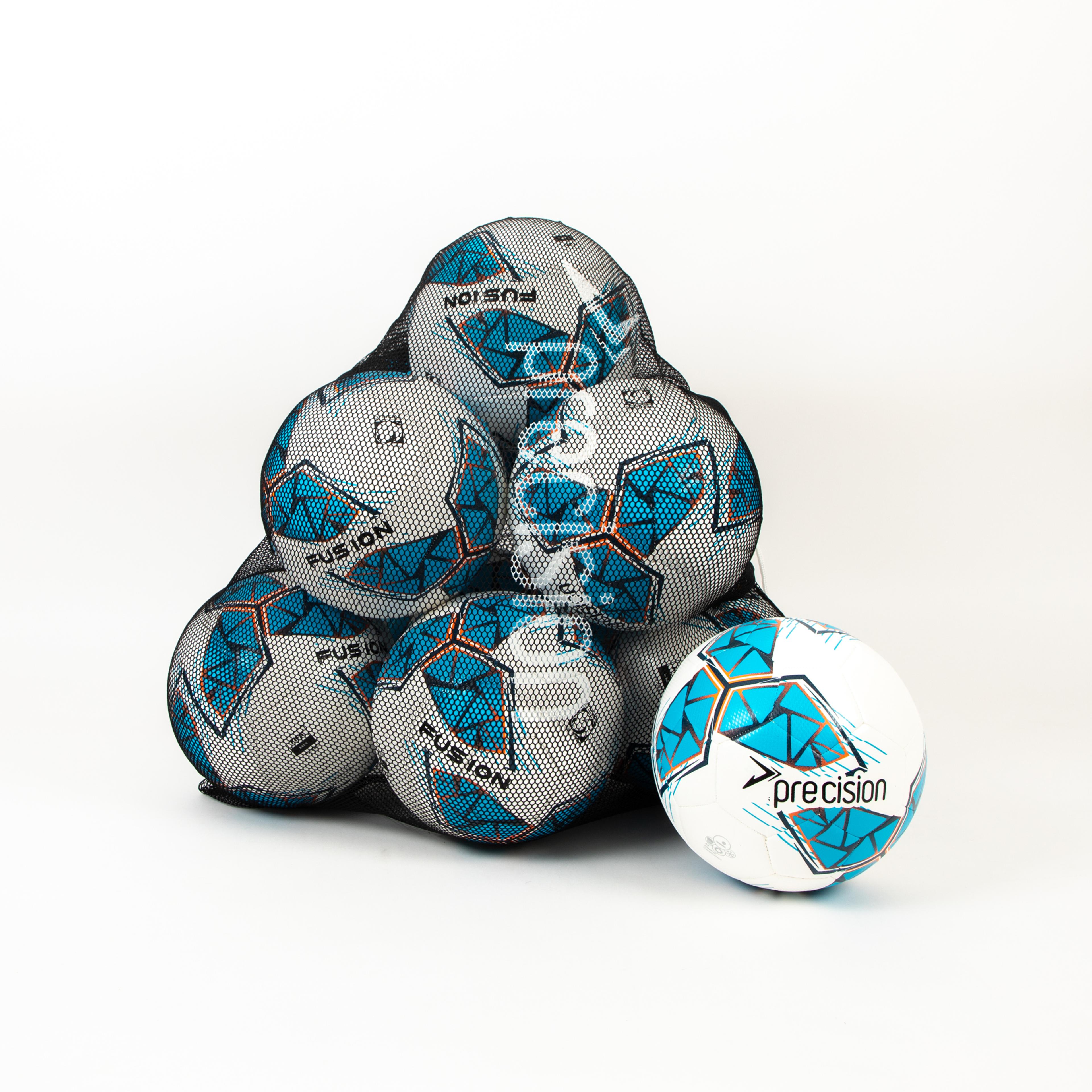 Precision Fusion FIFA Basic Training Ball - White/Cyan - Size 4 - Pack of 10 with FREE BAG