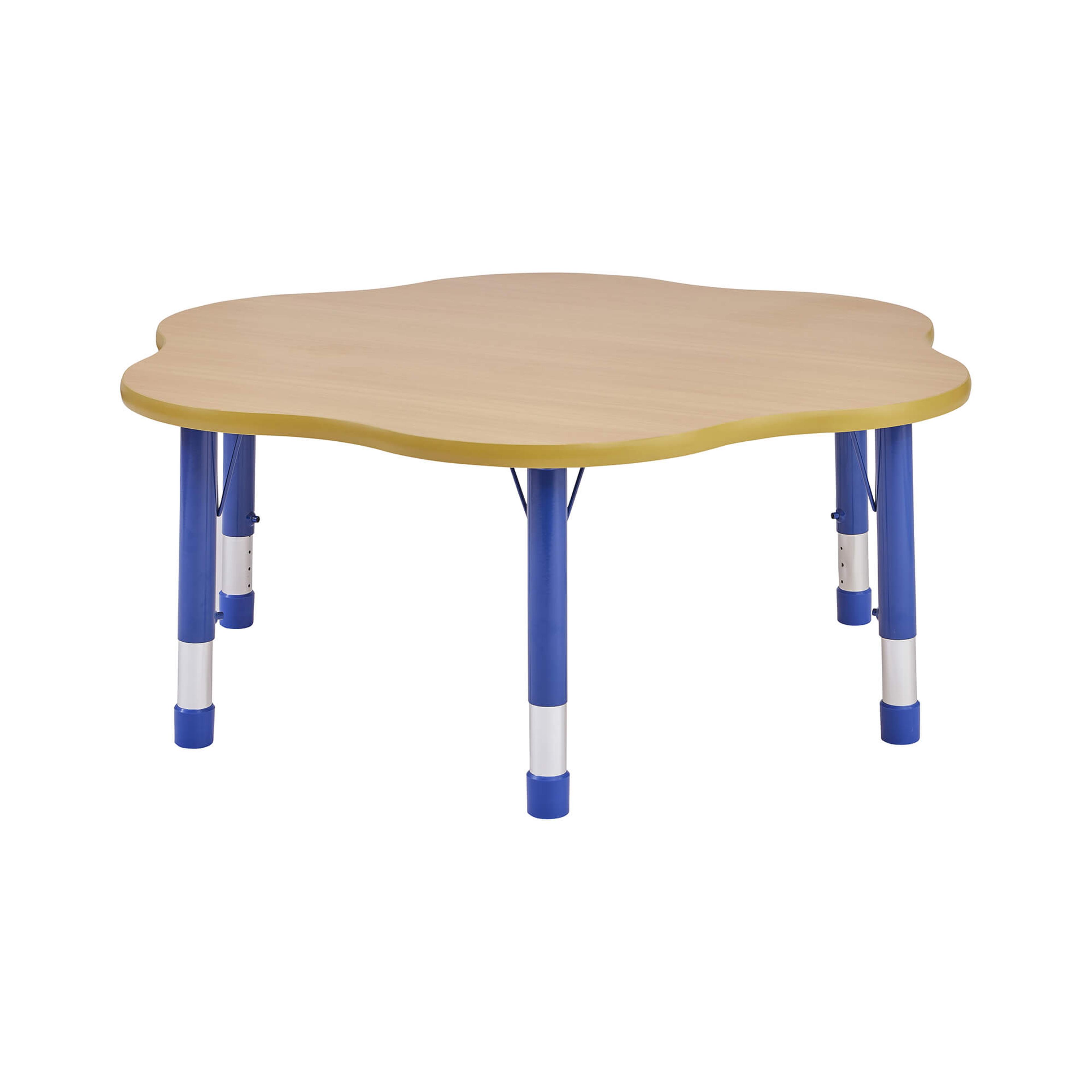 Milan Flower Height Adjustable Table - 6 Seater - Blue