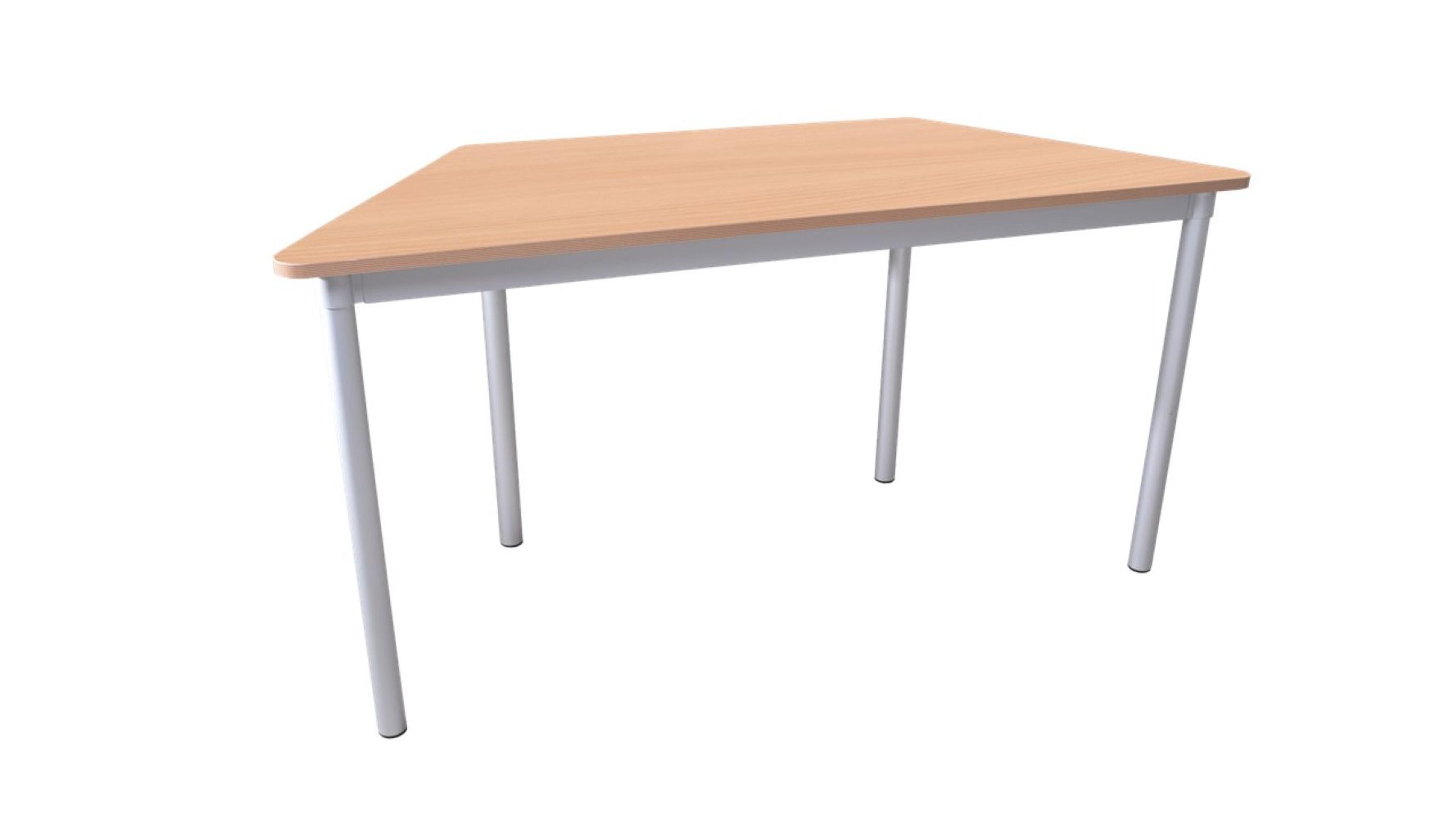 Early Years Trapezoidal Table Silver Frame L1400 x W590mm - Beech