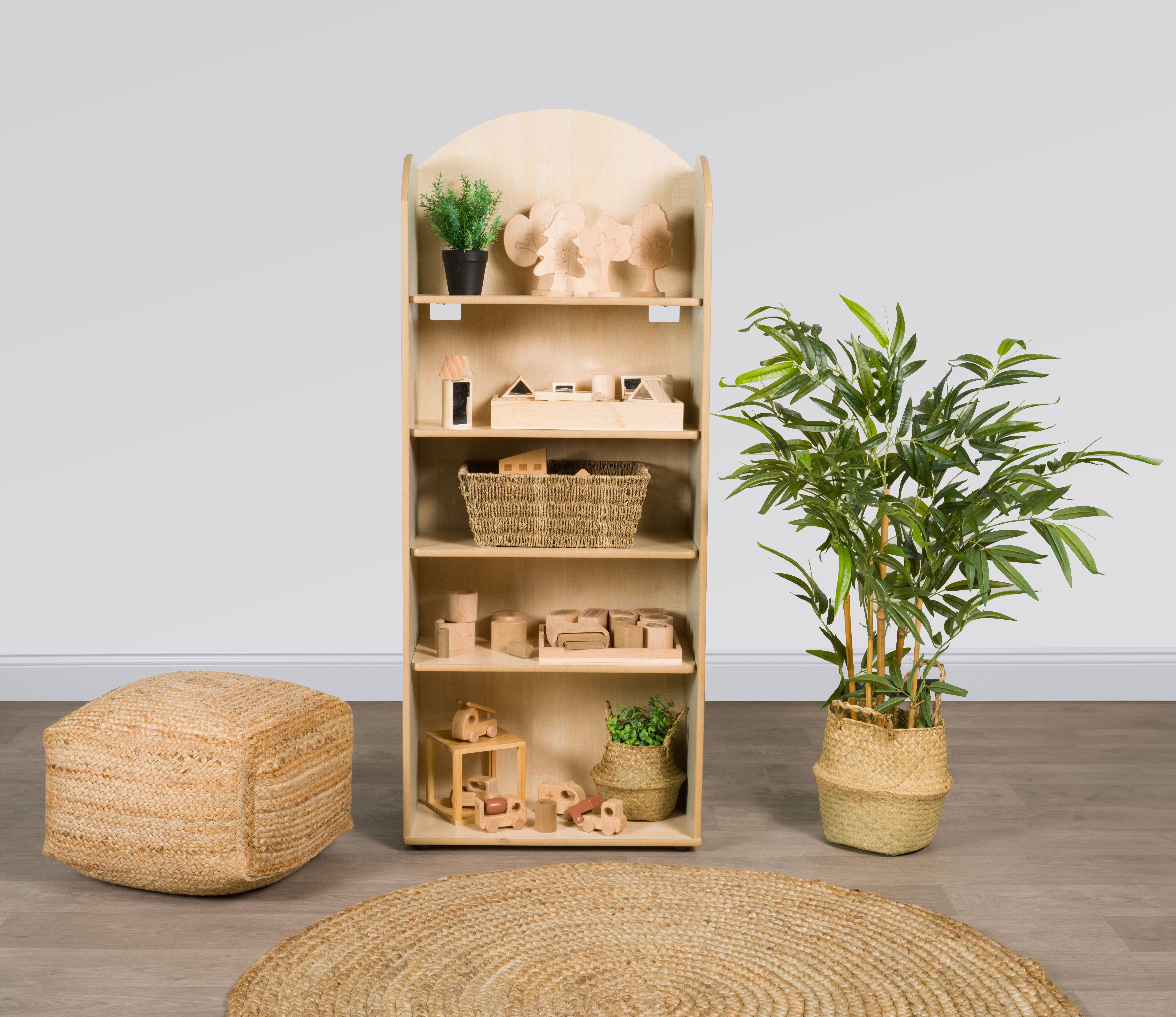 Curve style bookcase Green Maple H1500
