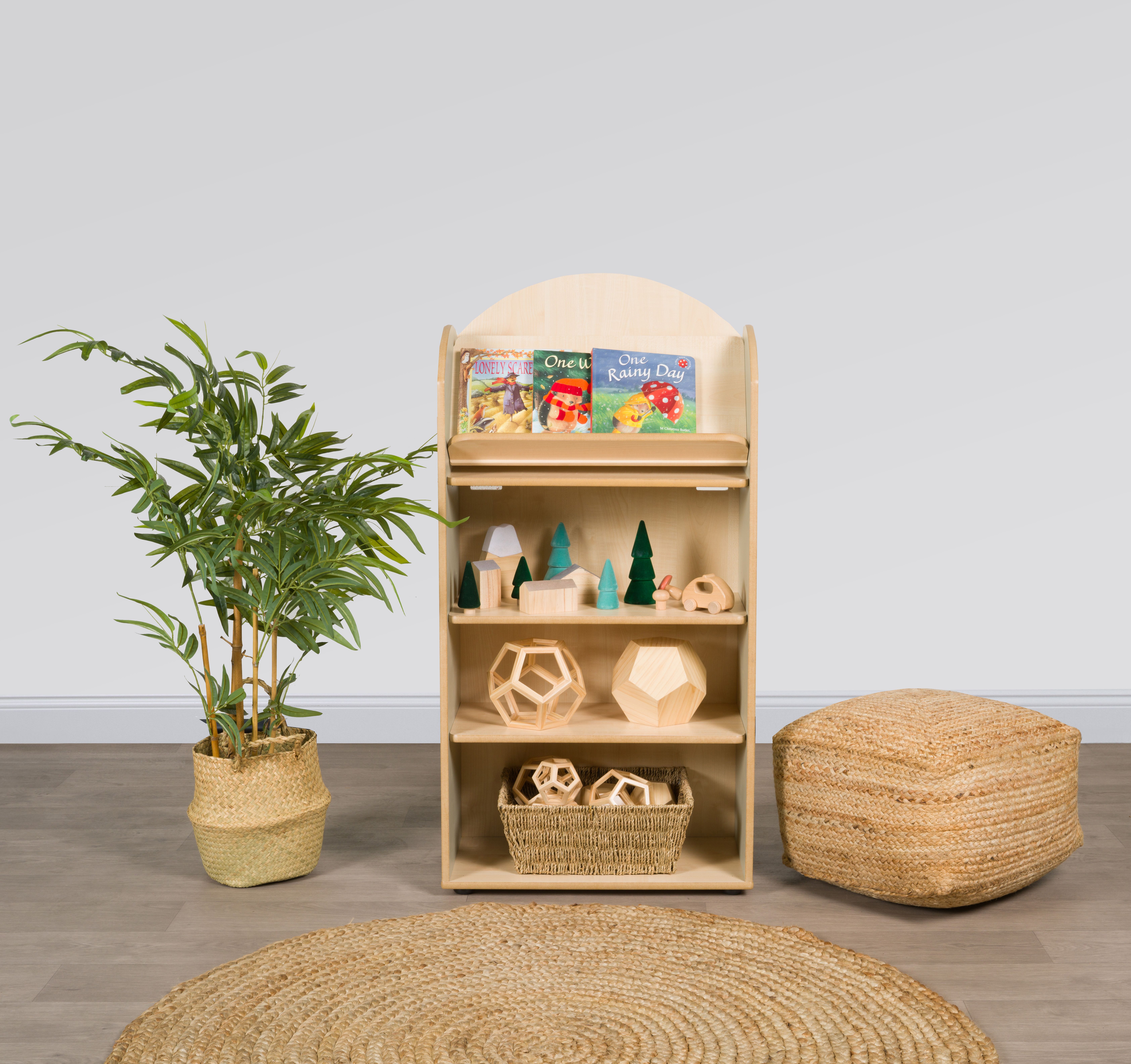 Curve style bookcase Green Maple H1200