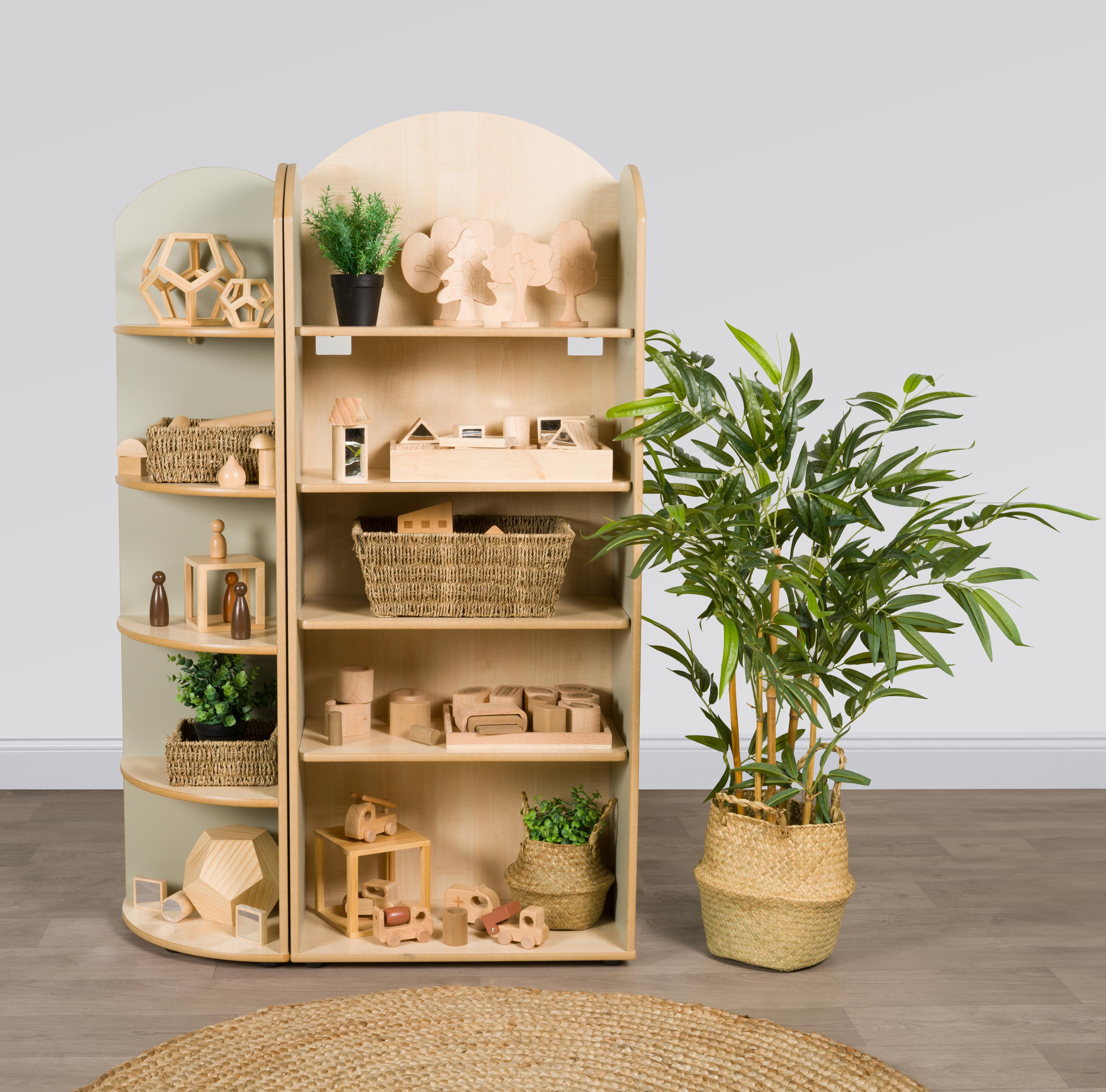 Curve Style Corner Shelf - Green/Maple  - 1500