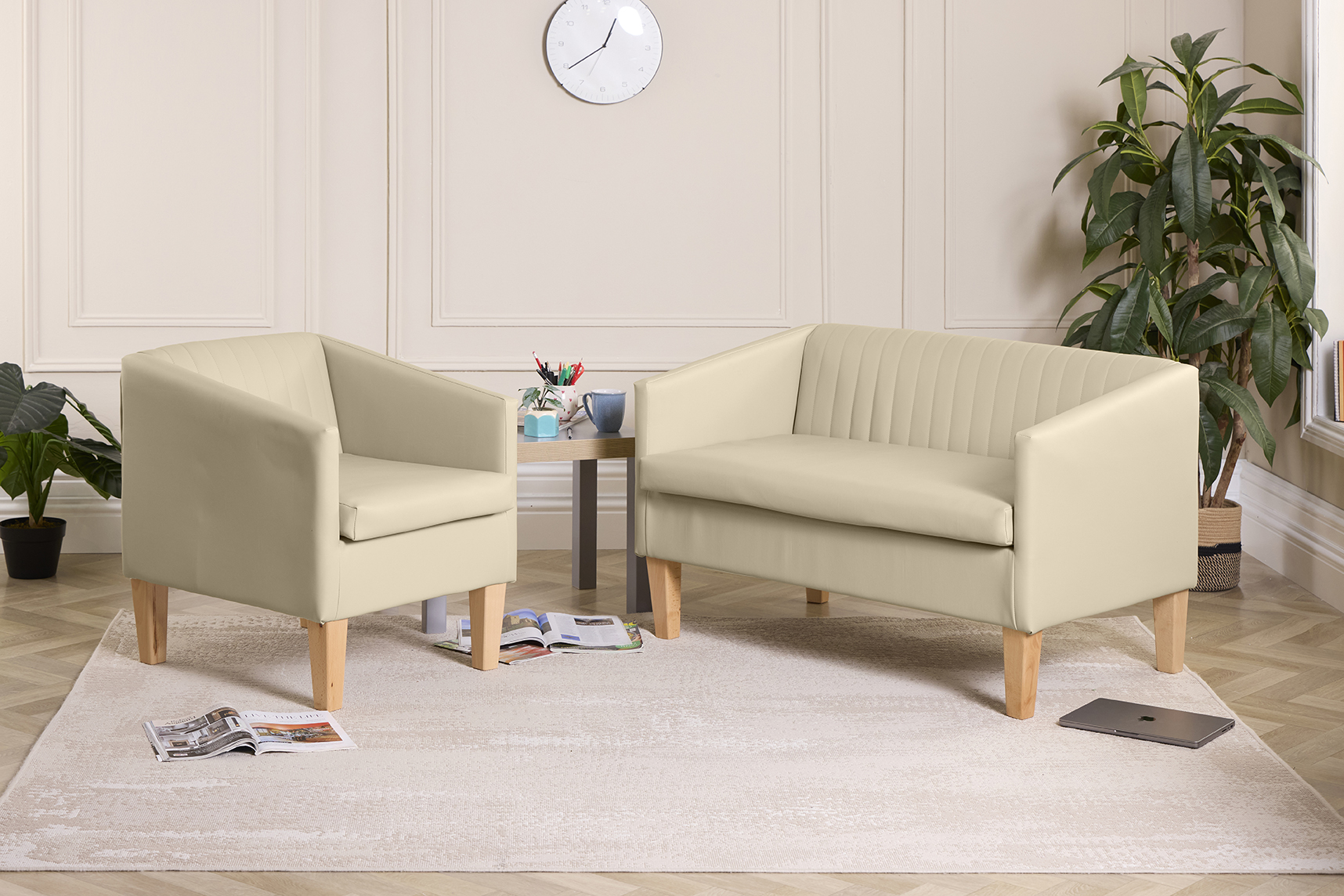 Contemp Breakout Sofa Chair Set Stone