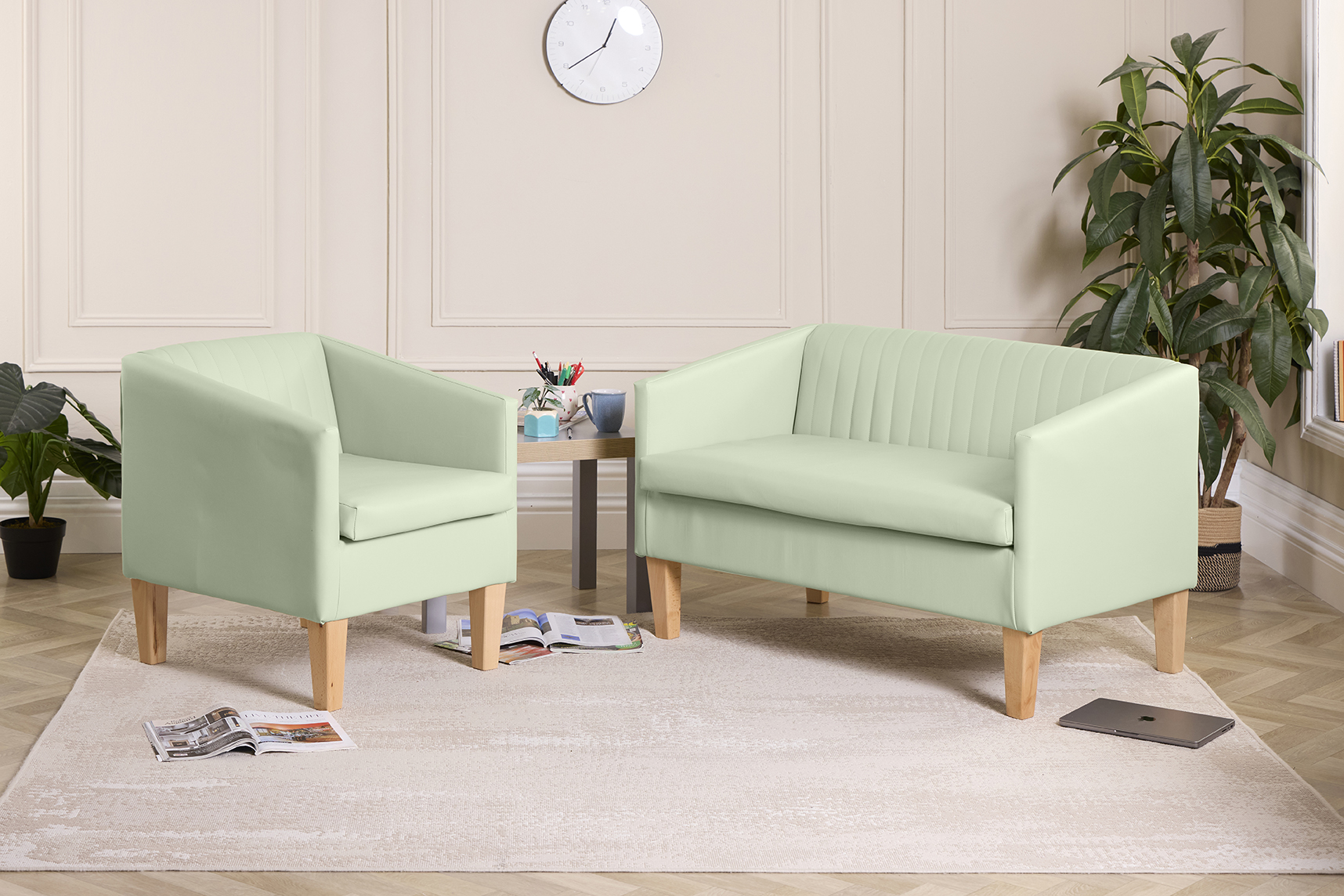 Contemp Breakout Sofa Chair Set Green
