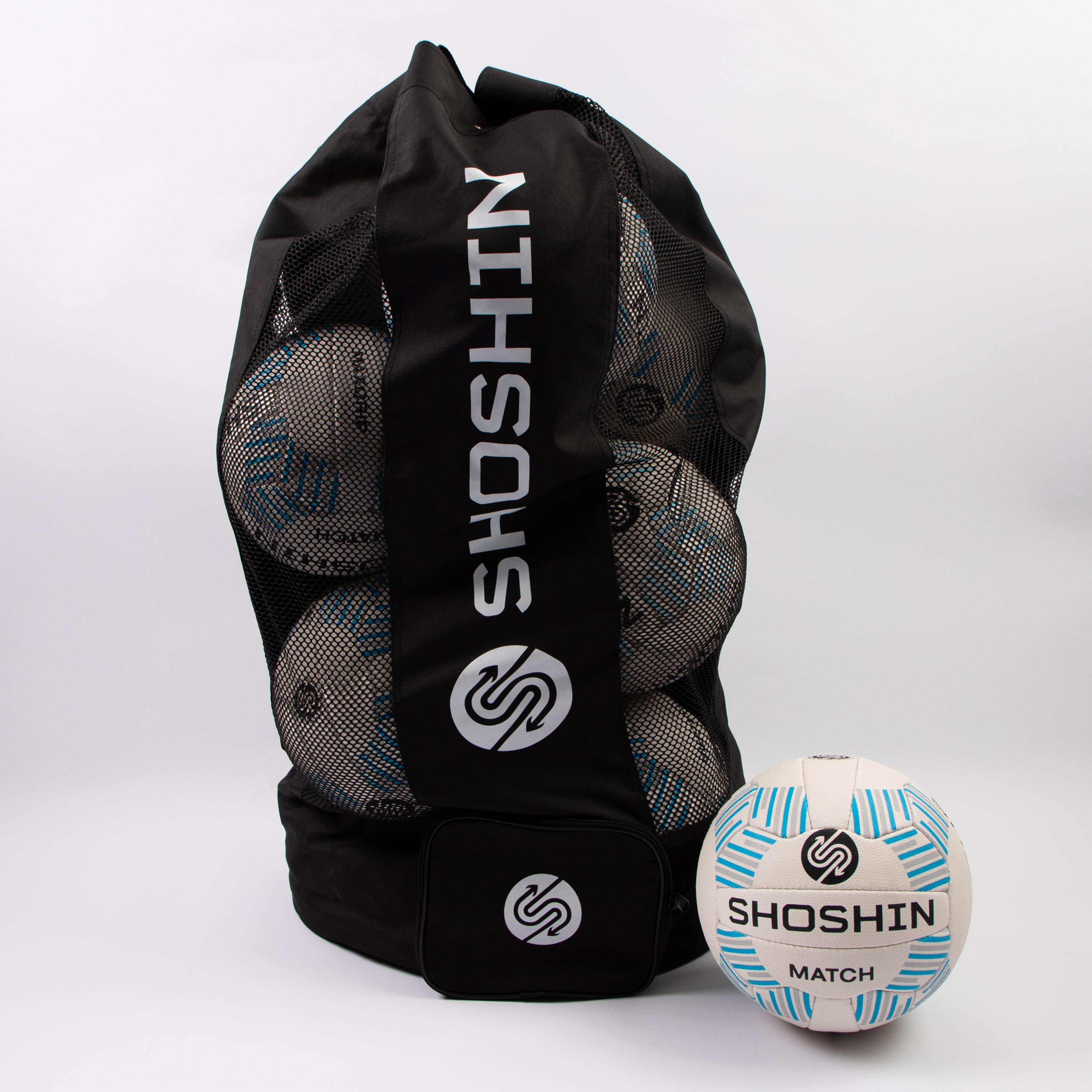 SHOSHIN Match Netball - White/Blue - Size 4 - Pack of 8 with FREE Bag