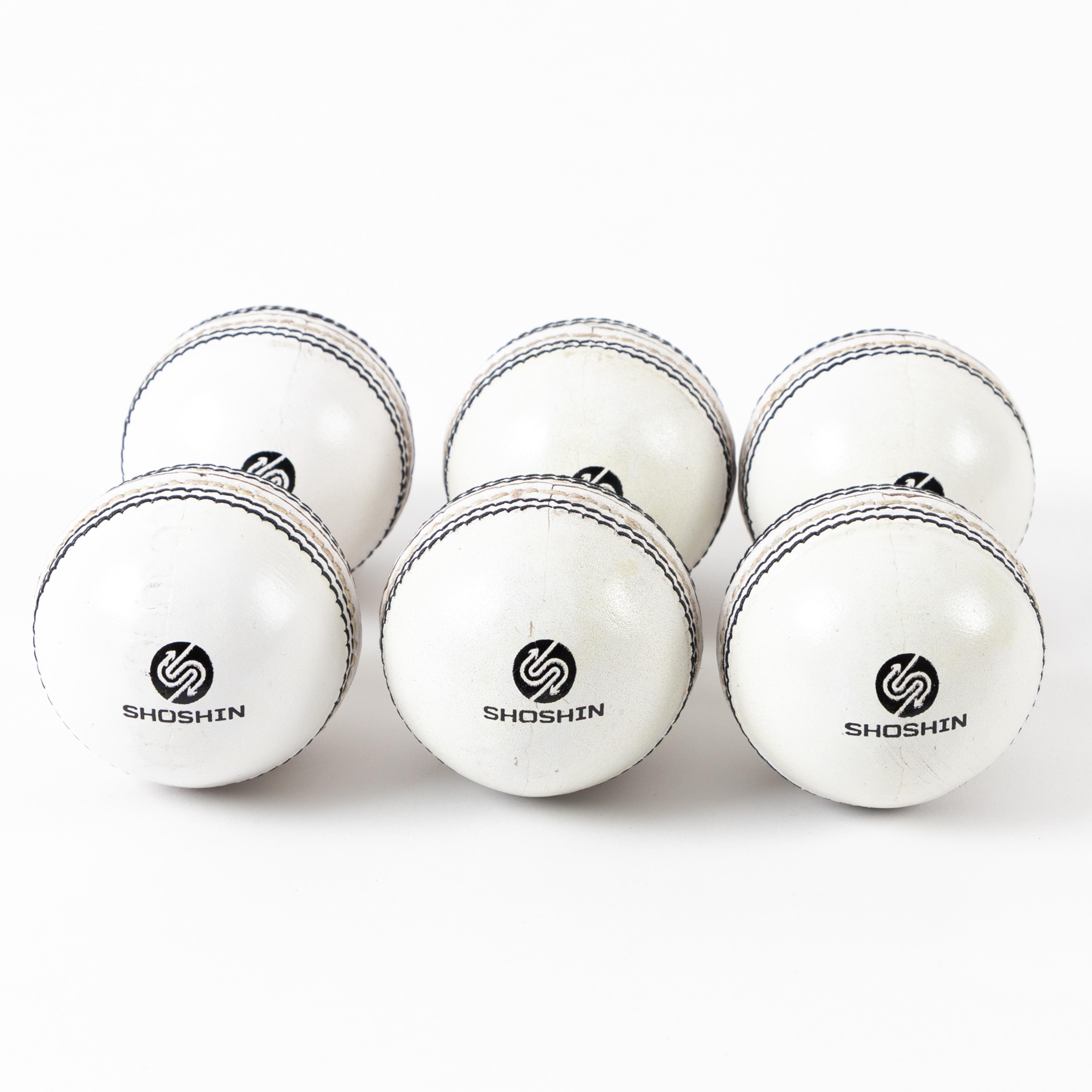 SHOSHIN Cricket Ball - White - Senior(5.5oz) - Pack of 6 - FREE BALL