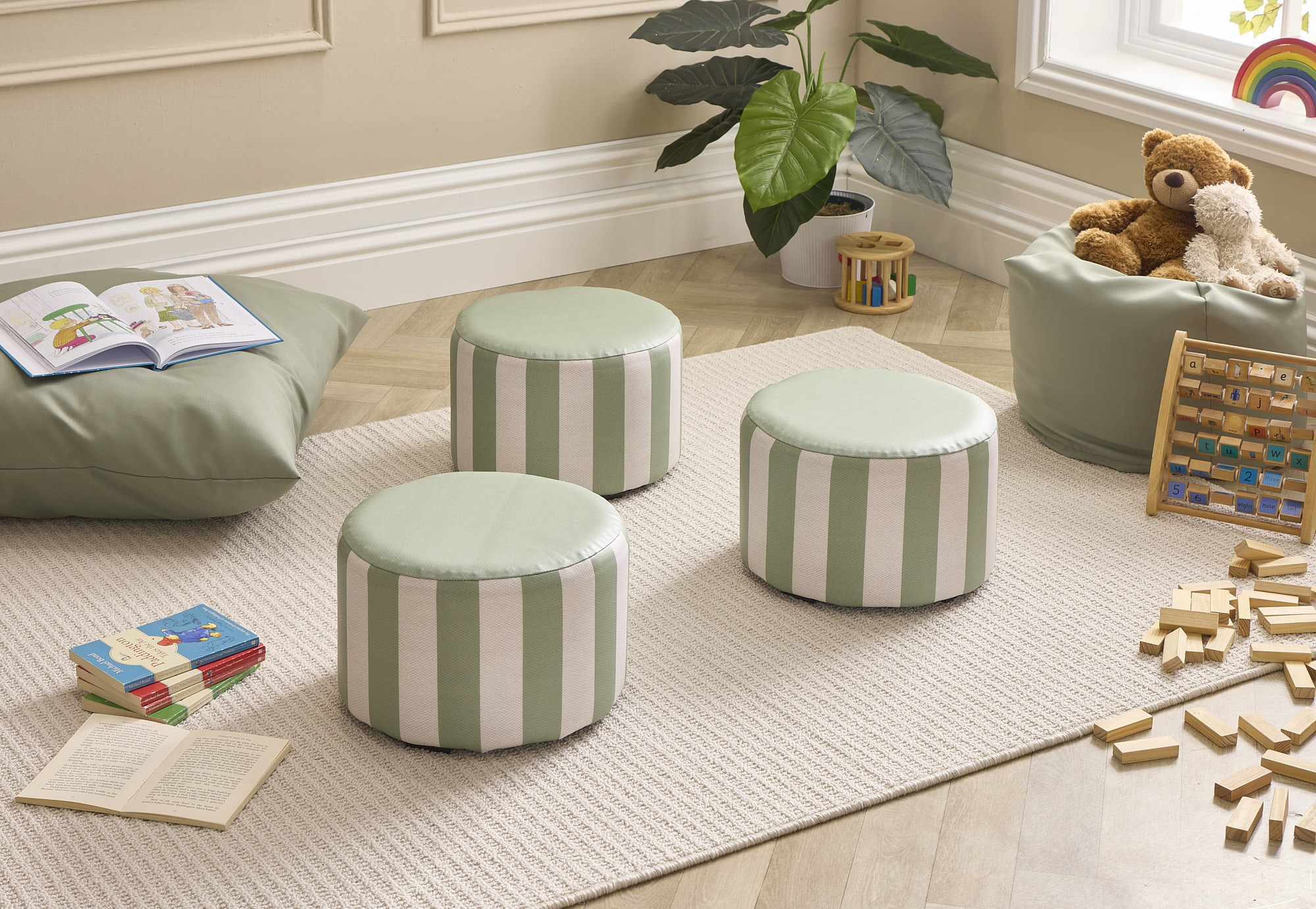 Striped Round Pouffes from Hope Sage PK3