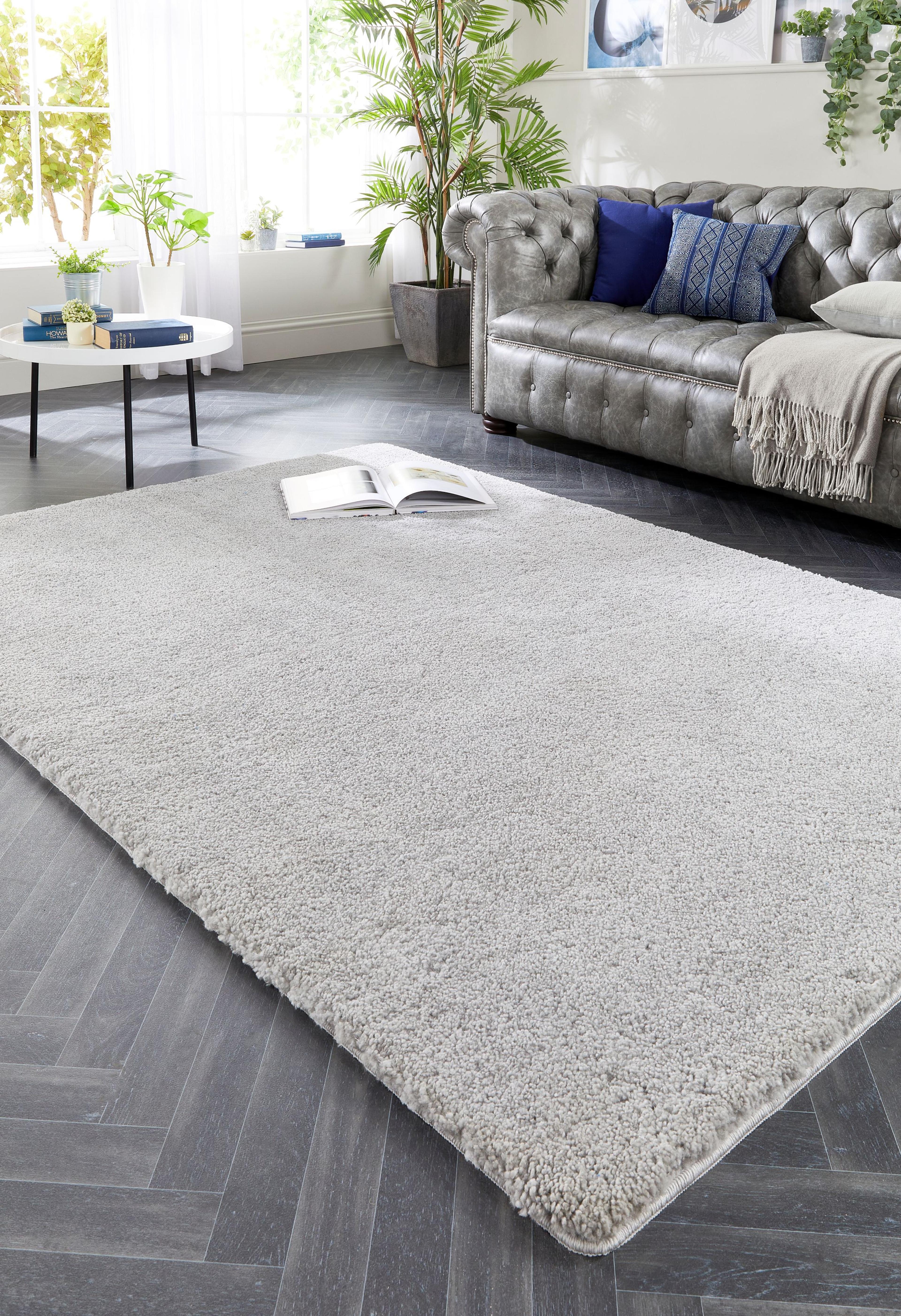 Luxury Pile Washable Rug - Light Grey - Large 160 x 230cm