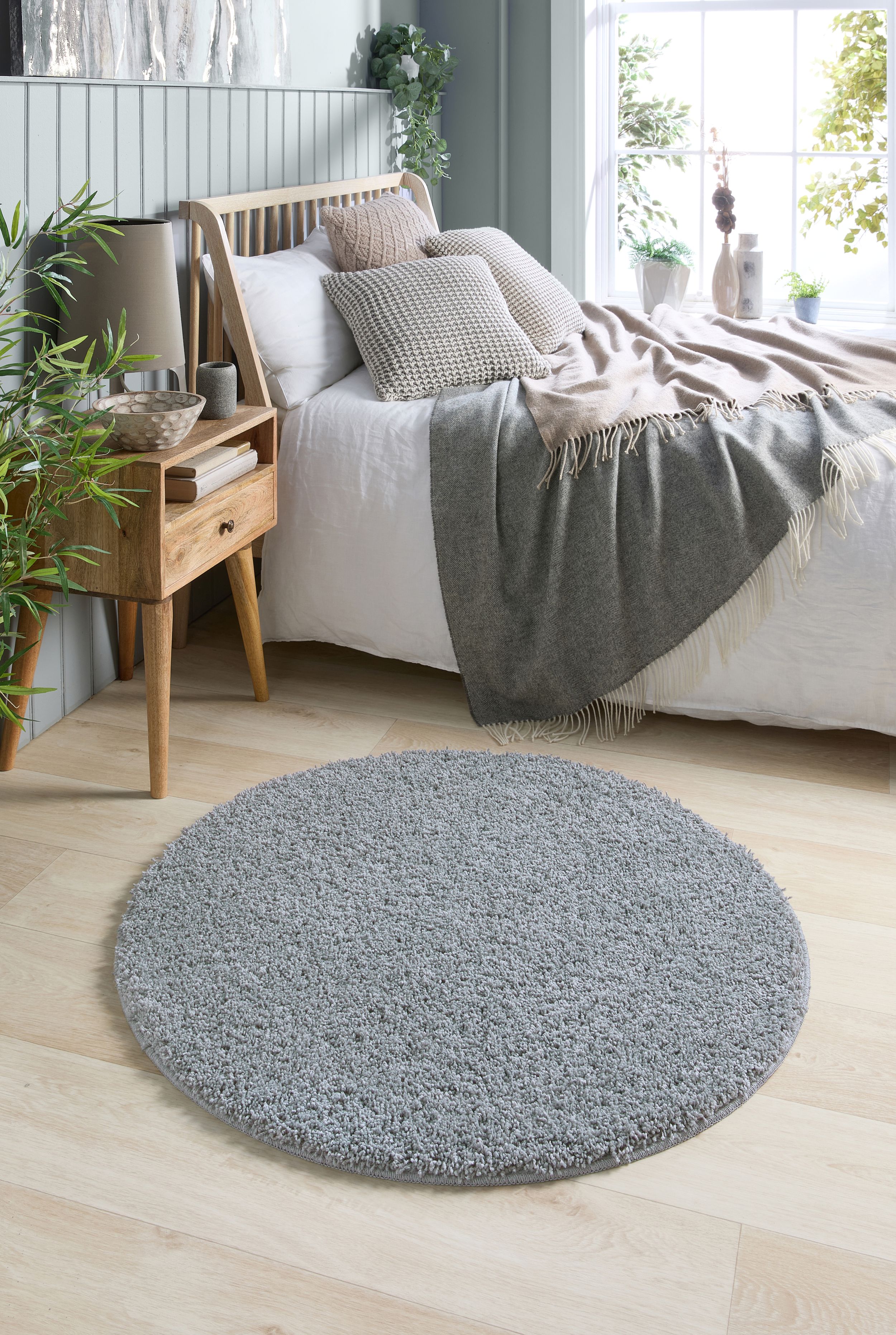 CP060125AB - Fleck Circle Shaggy Washable Rug - 200cm - Blue | Findel ...
