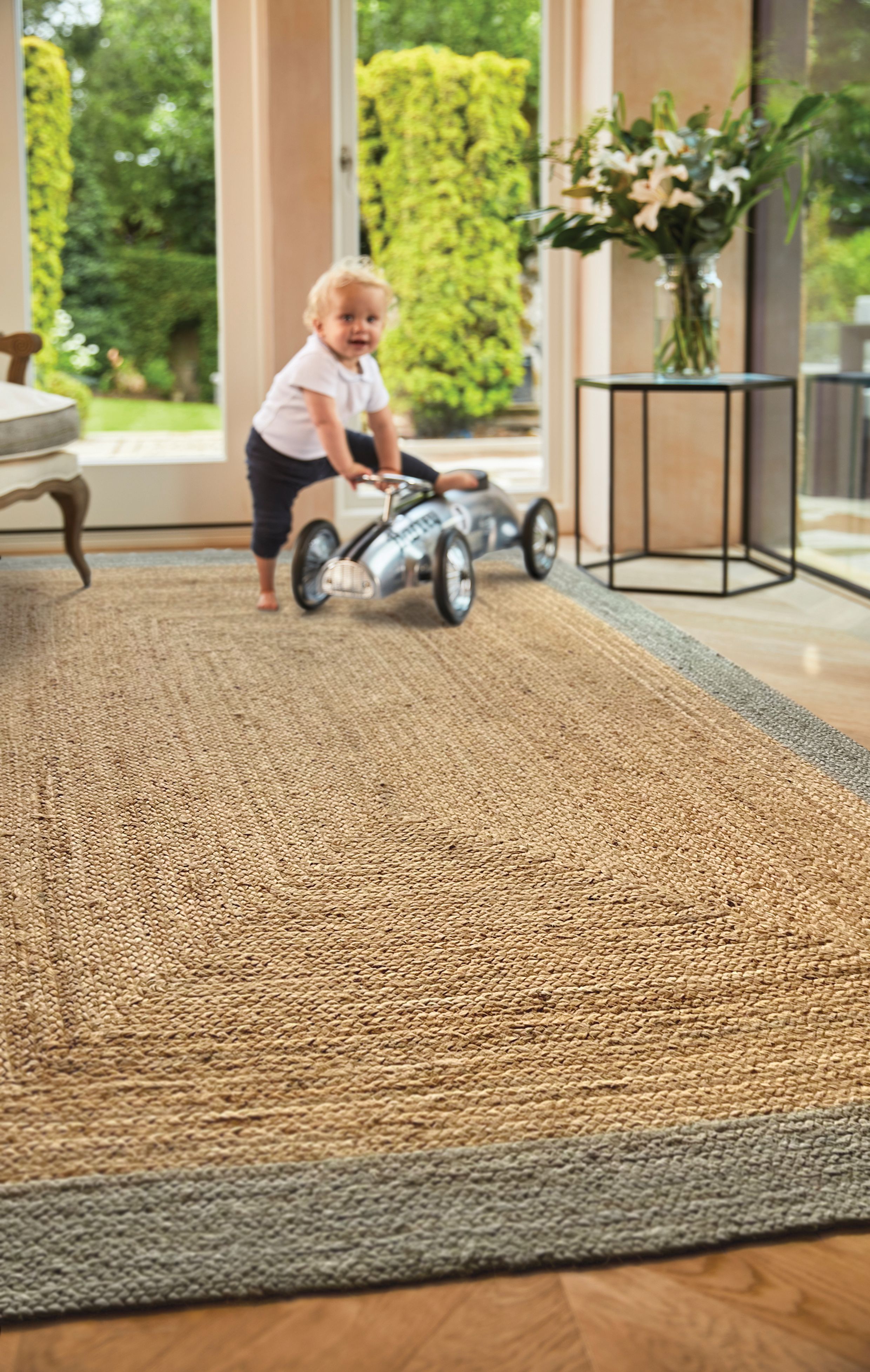 Jute Border Rectangle Rug - Sage - Large 160 x 230cm