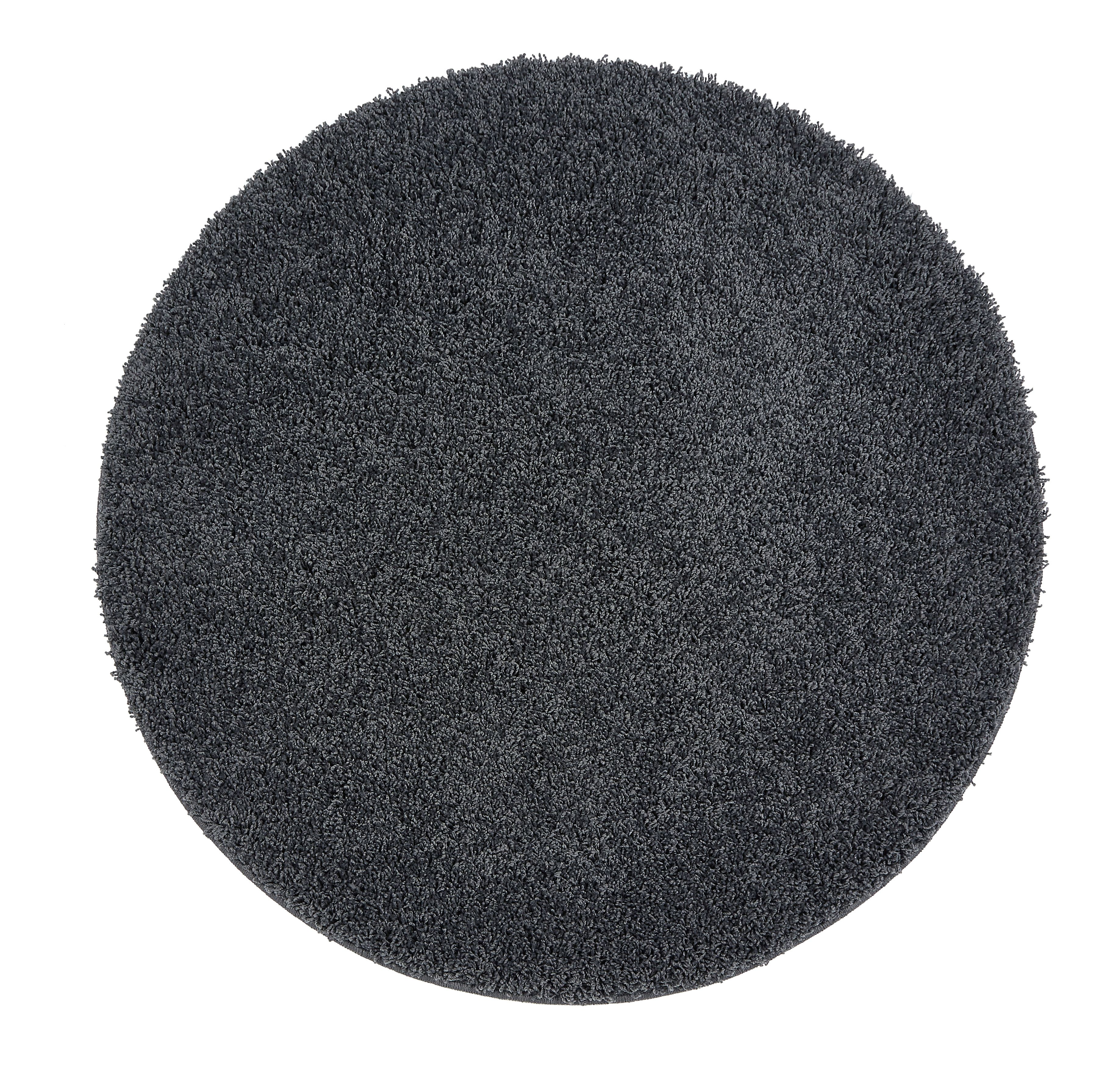 Plain Shaggy Stain Resistant Washable Circle Rug - 100cm - Charcoal