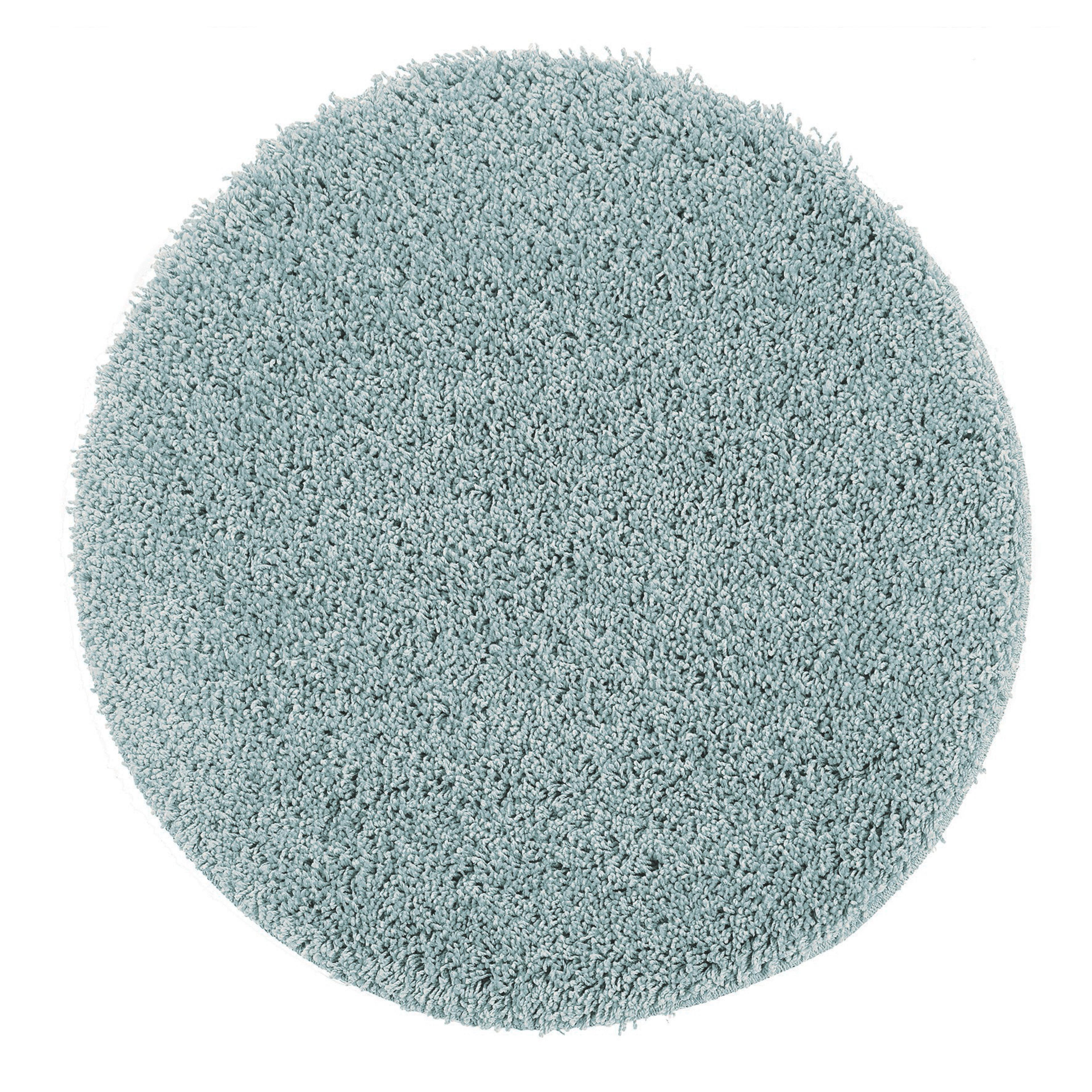 Plain Shaggy Stain Resistant Washable Circle Rug - 100cm - Denim Blue