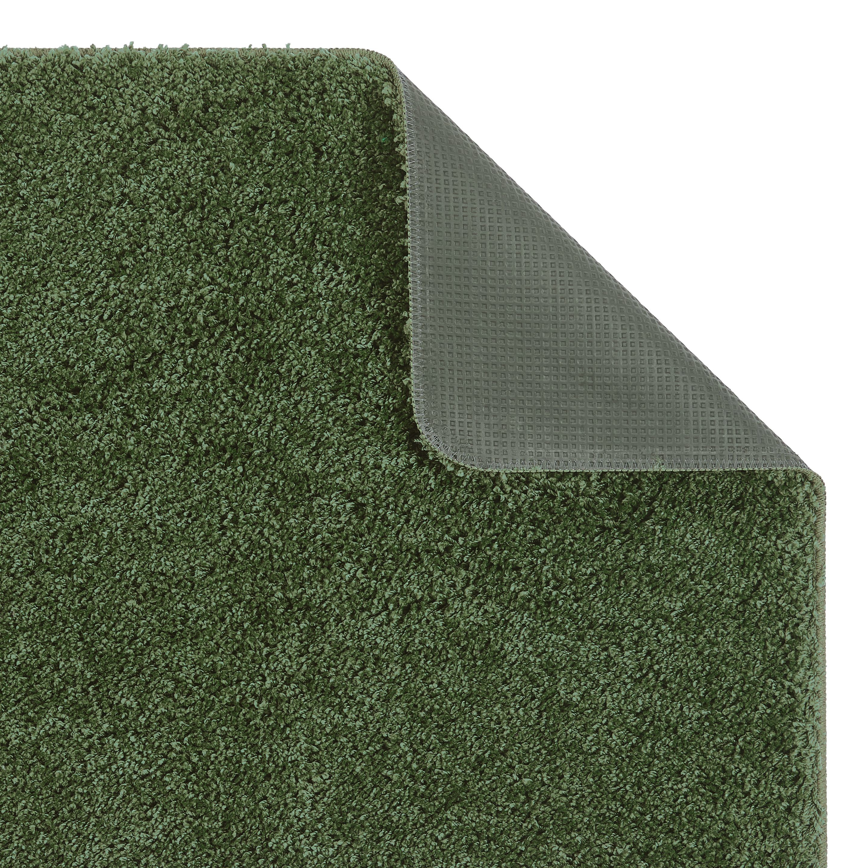 Plain Shaggy Stain Resistant Washable Circle Rug - 100cm - Forest Green
