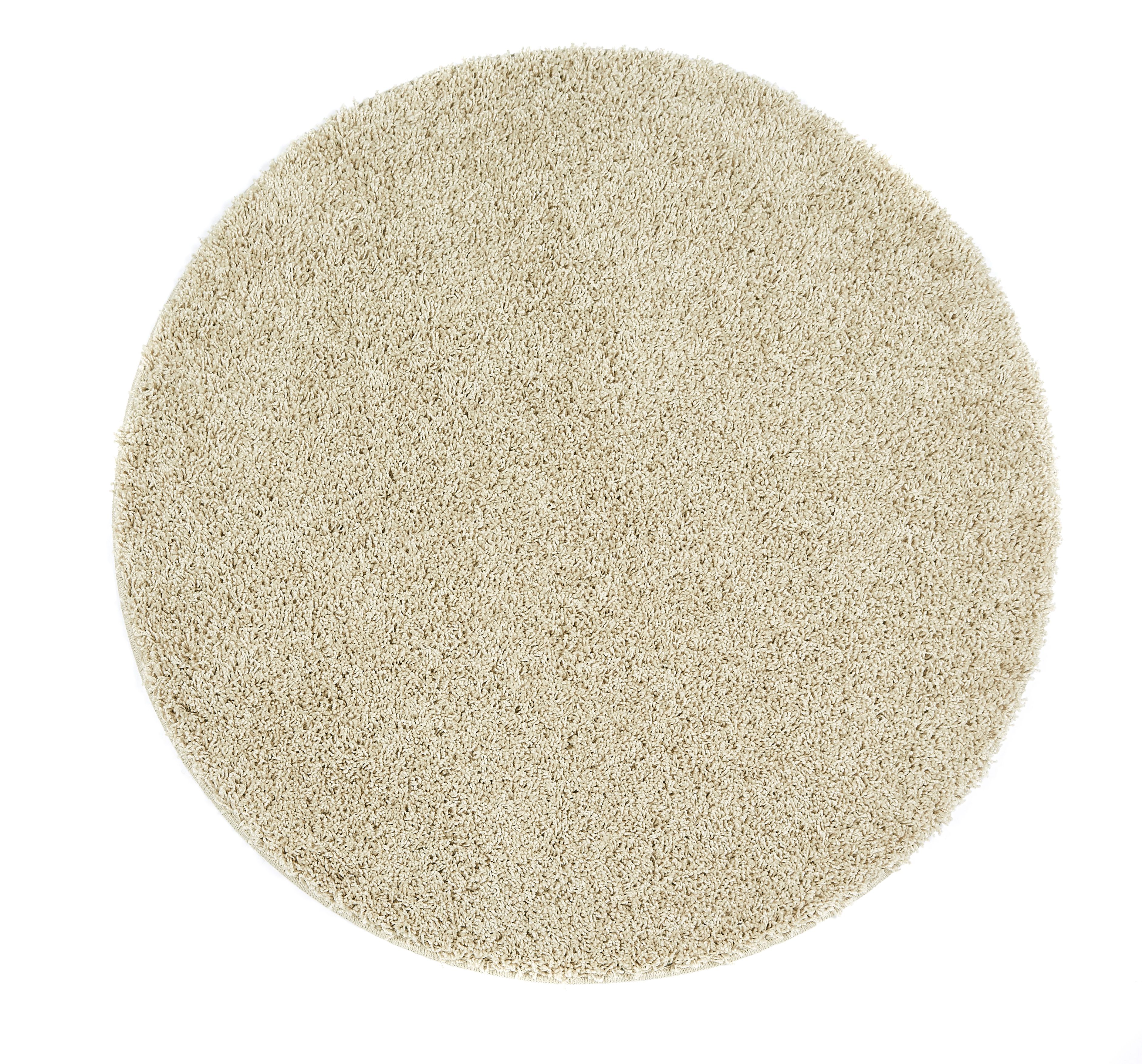 Plain Shaggy Stain Resistant Washable Circle Rug - 100cm - Stone