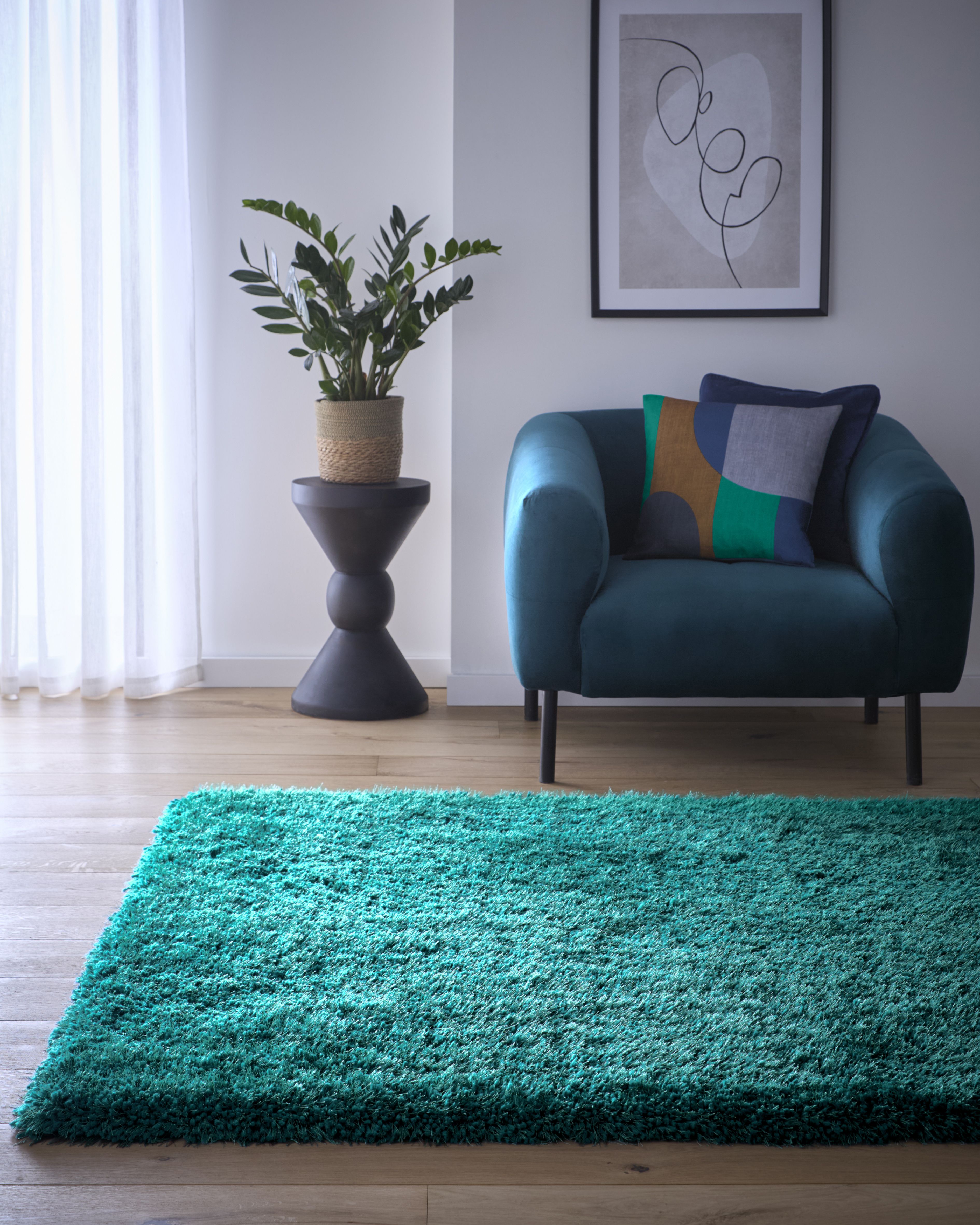 Chicago Shaggy Rug - Dark Teal - 140x200