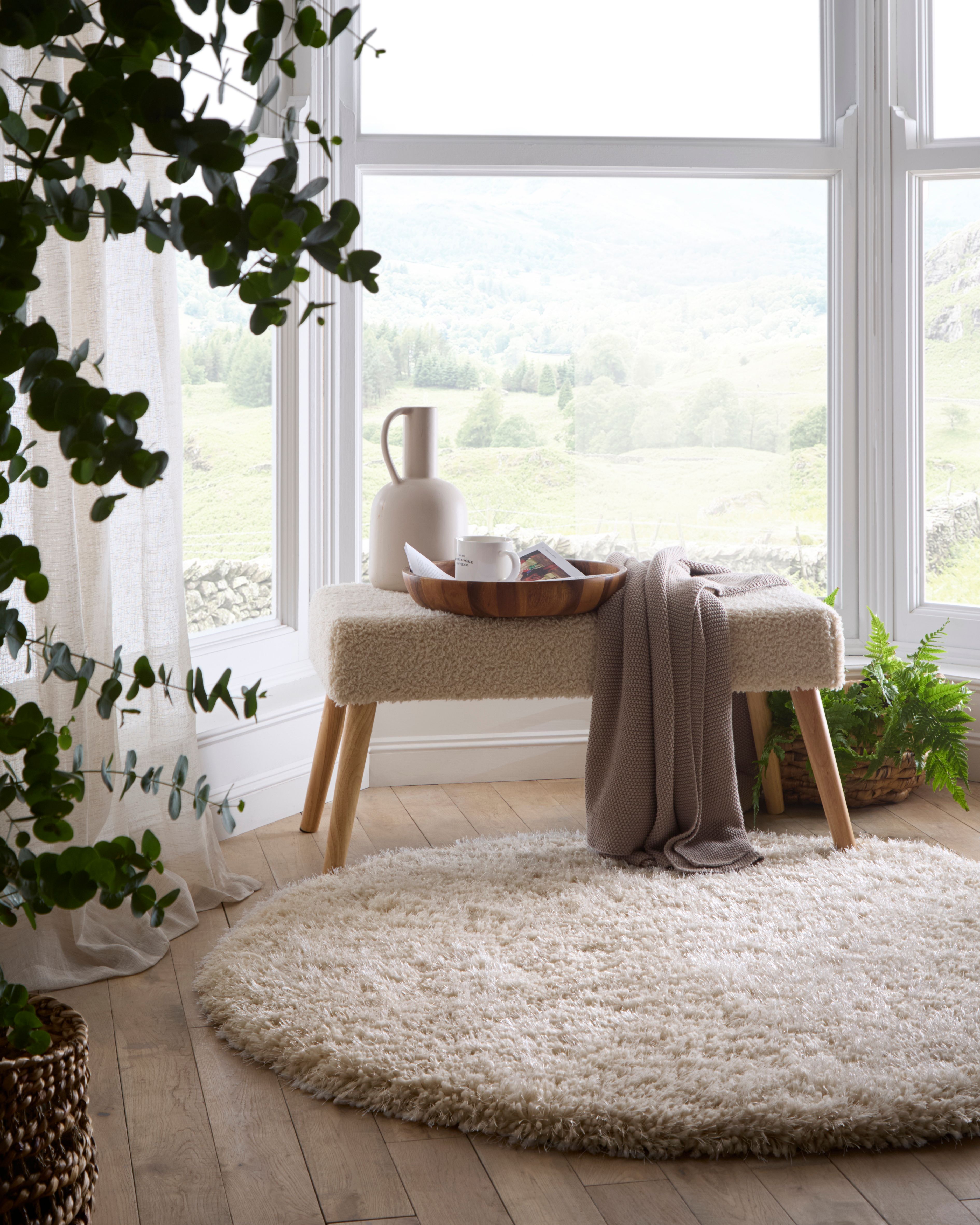 Chicago Shaggy Circle Rug - Cream