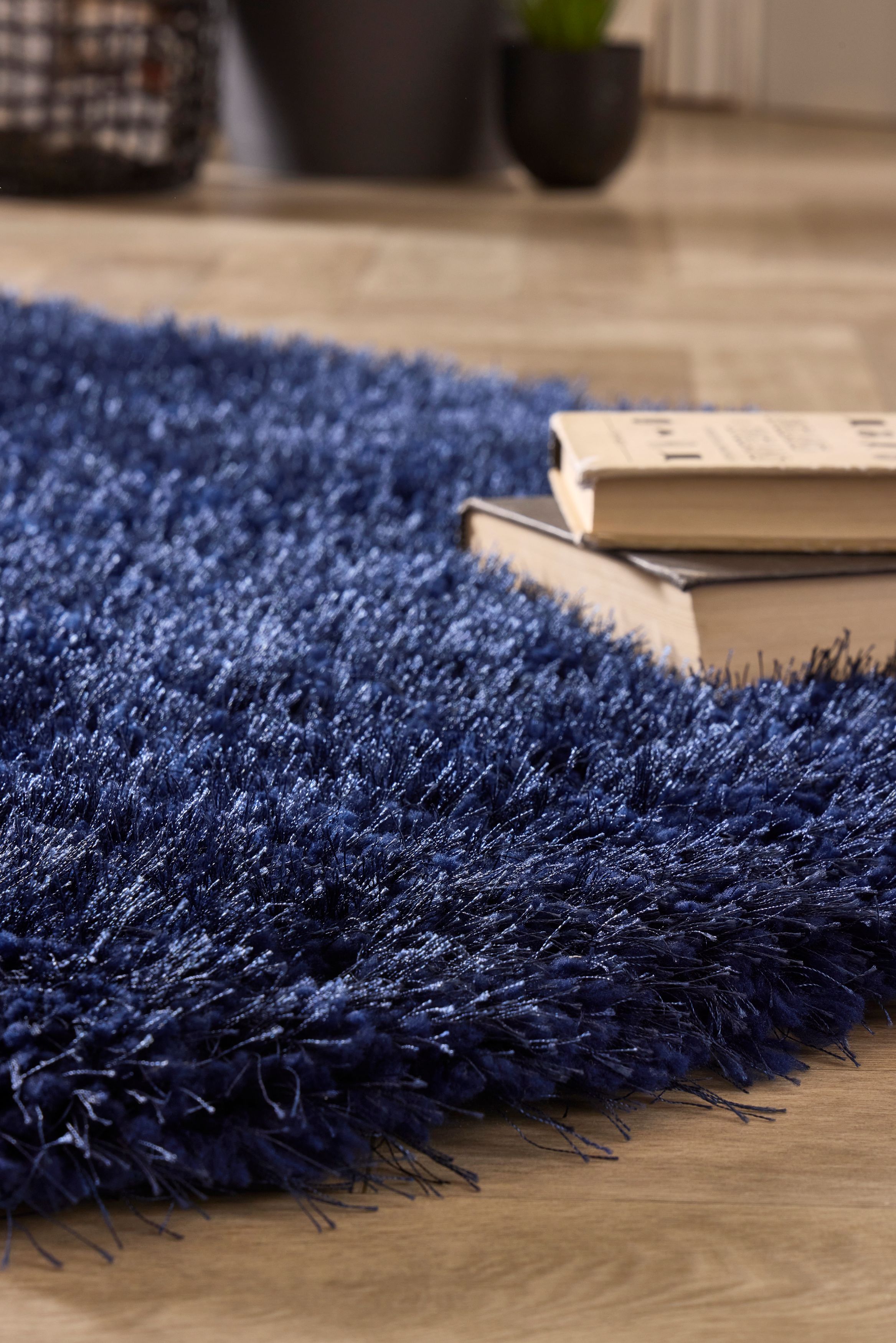Chicago Shaggy Circle Rug - Navy