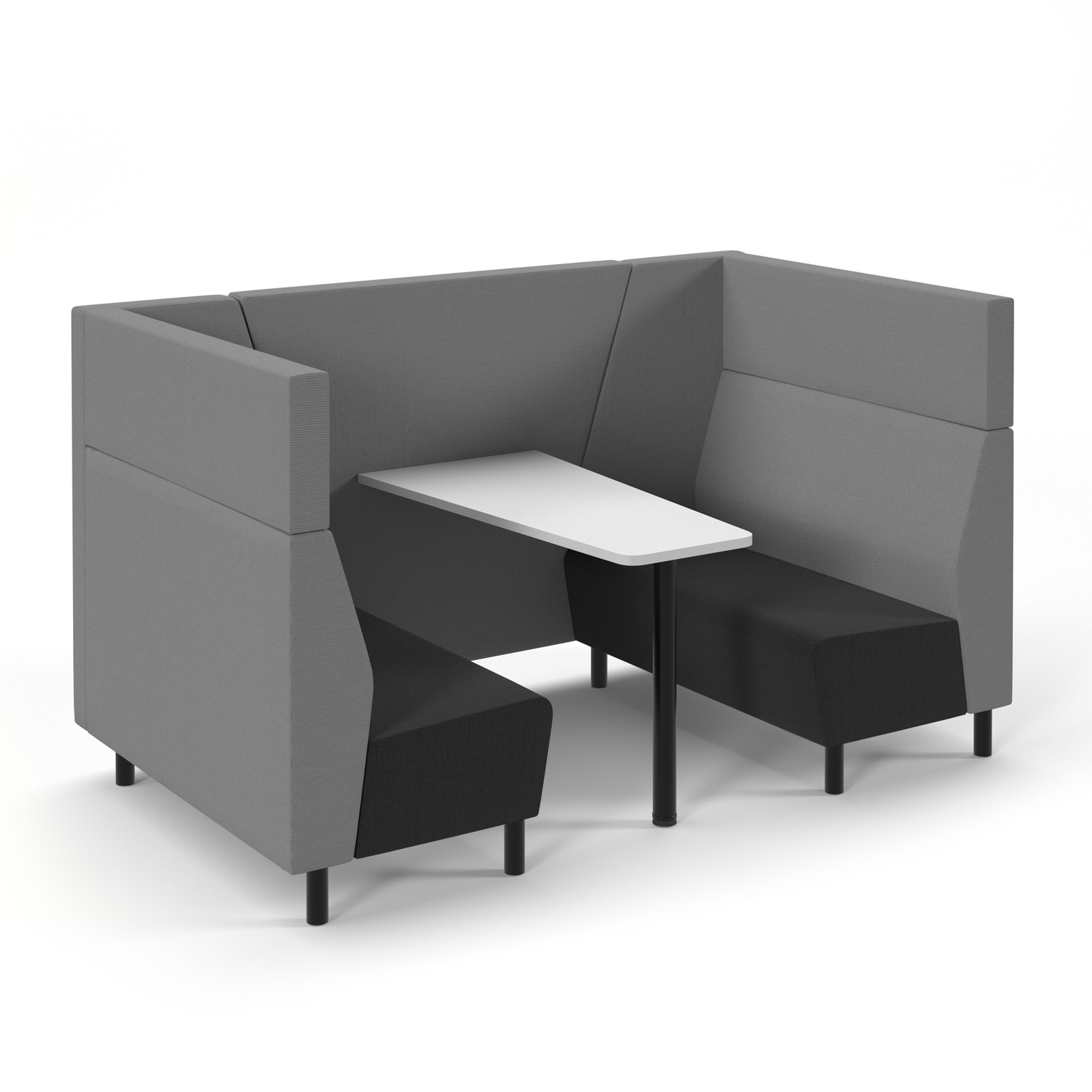 4 Person Fabric Booth with Table - Black