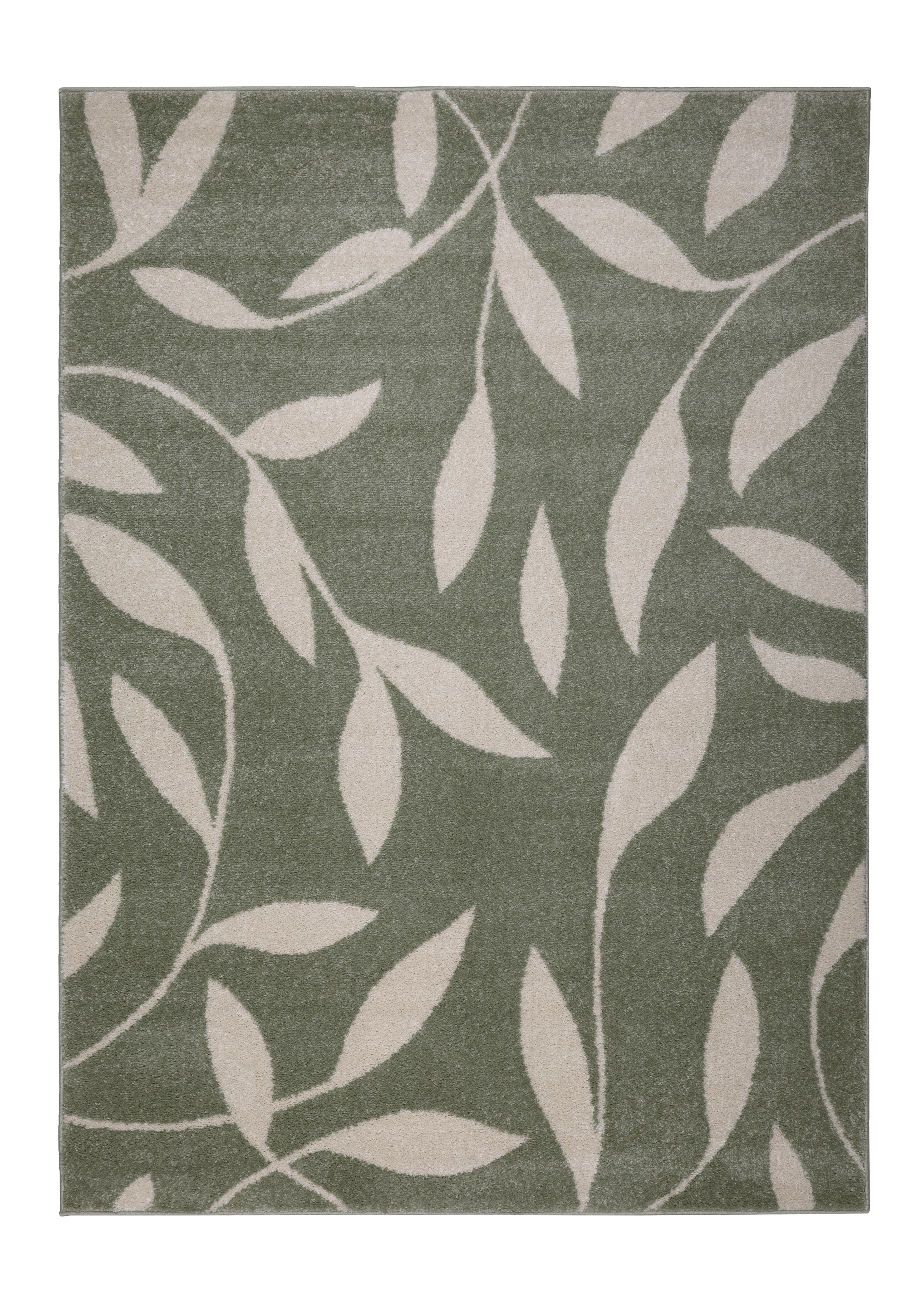 Pastel Leaf Print Rug - Green - Large