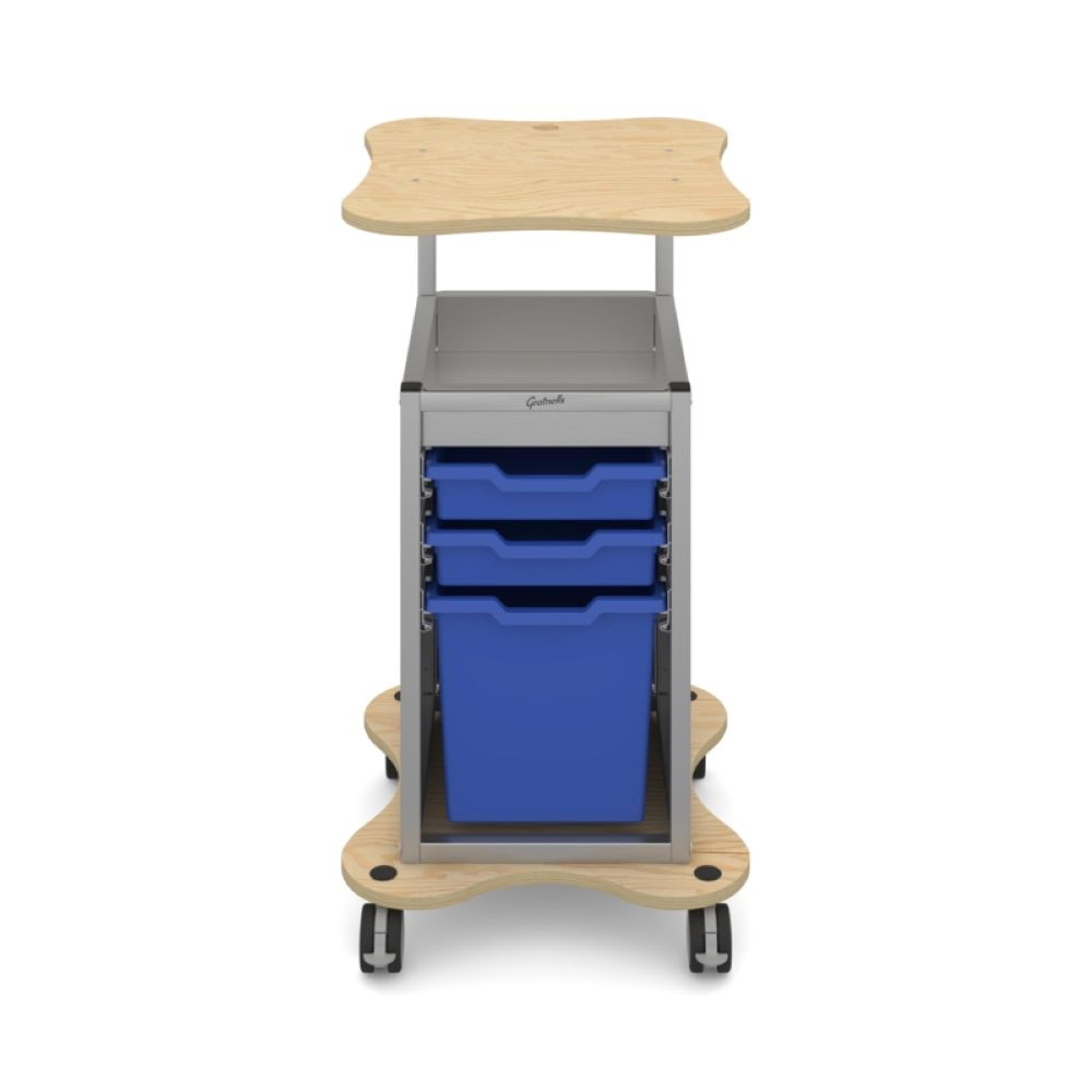 MyBASE Silver Trolley with 2 Shallow & 1 Jumbo Trays - Blue