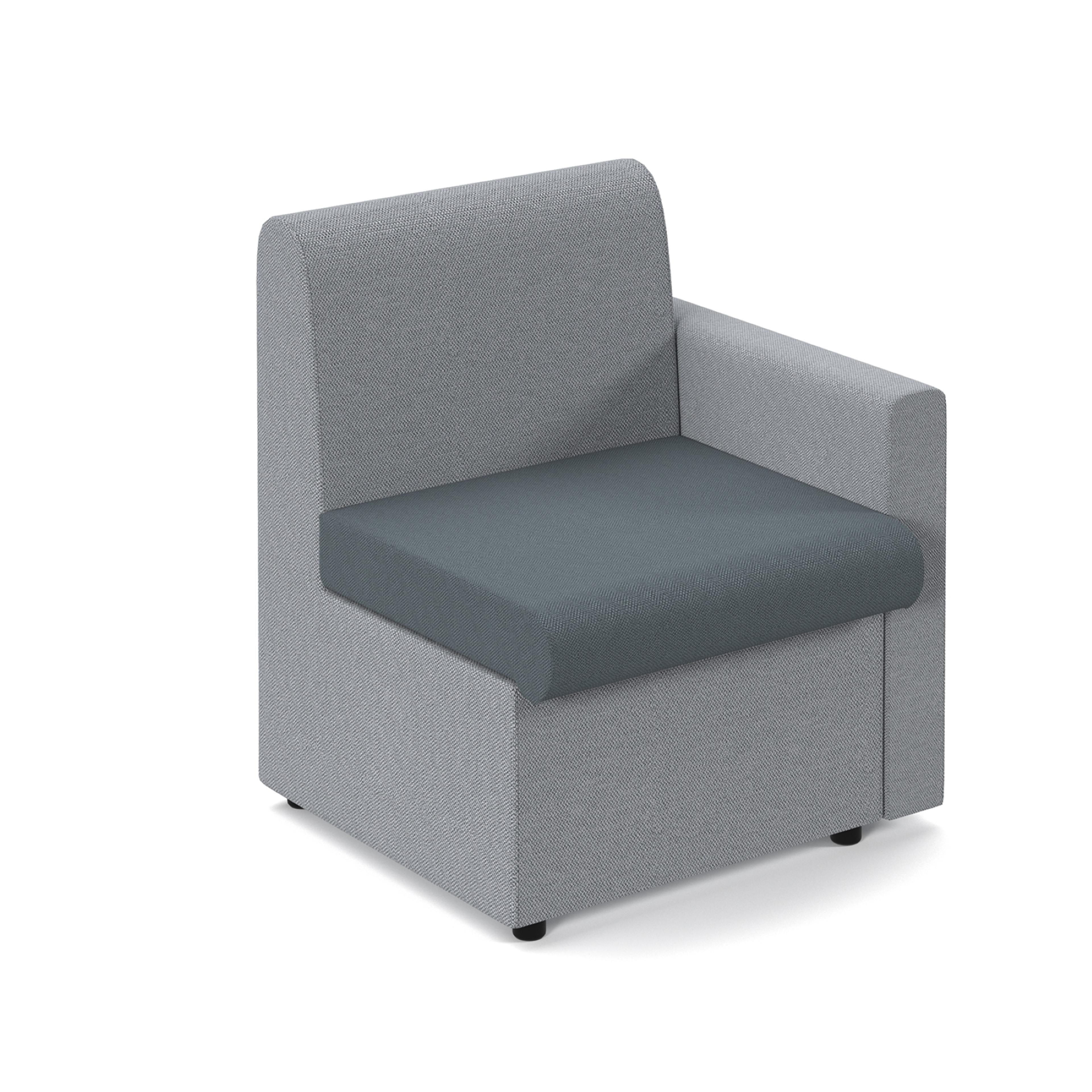 Alto Modular Reception Seating with Left Hand Arm - Grey/Charcoal