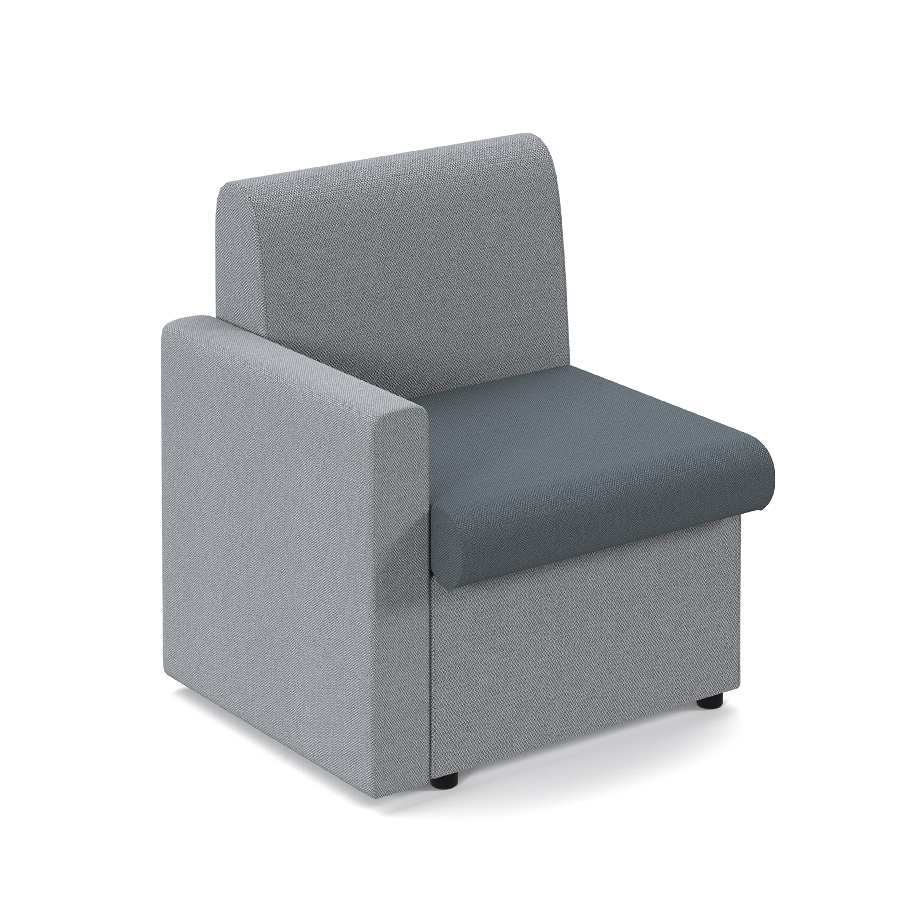 Alto Modular Reception Seating with Right Hand Arm - Grey/Charcoal