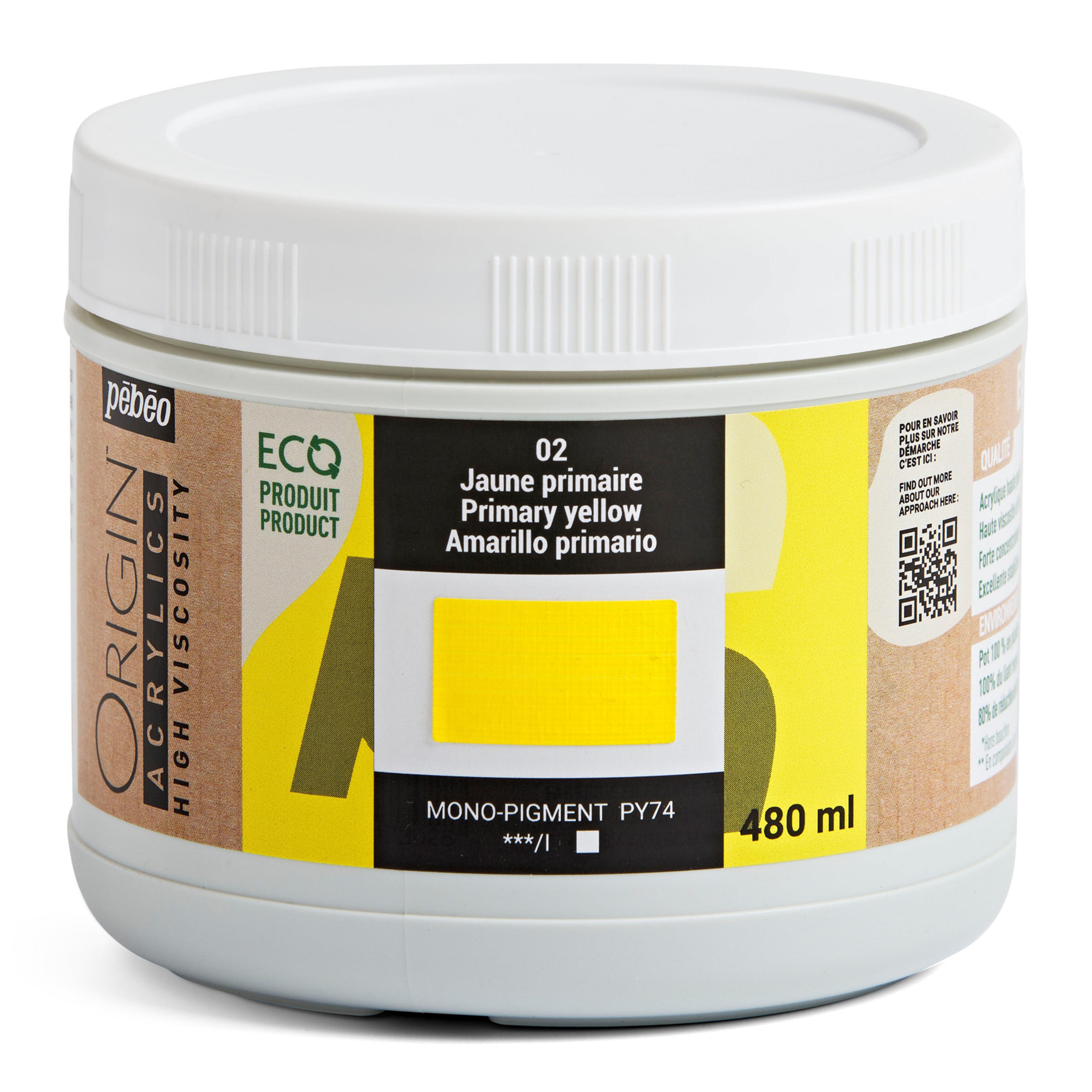 Pebeo Origin Acrylics Paint - 480ml - Primary Yellow