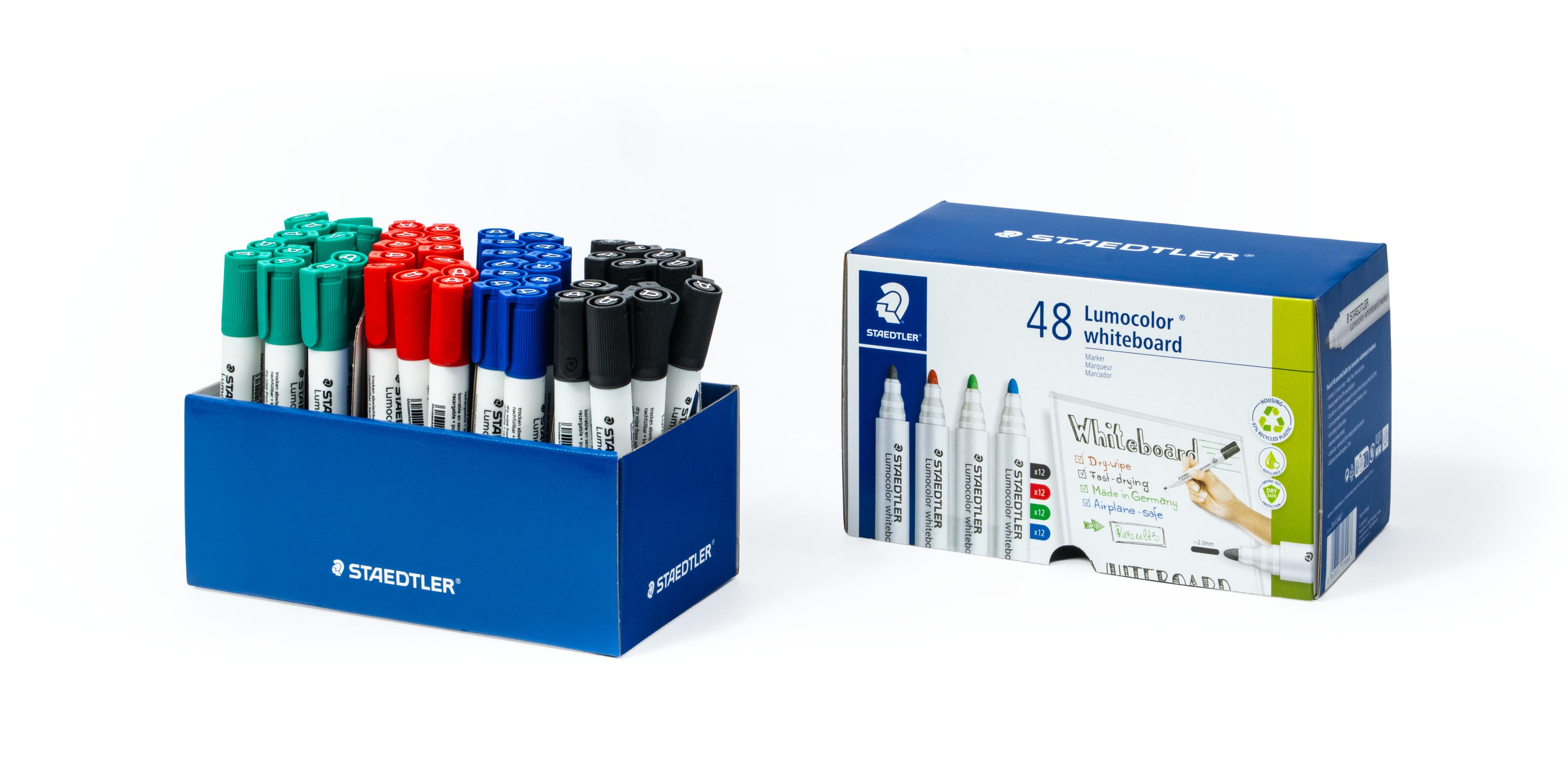 STAEDTLER Lumocolor® Whiteboard Pen 351 - Bullet Tip - Pack of 48 - Multi
