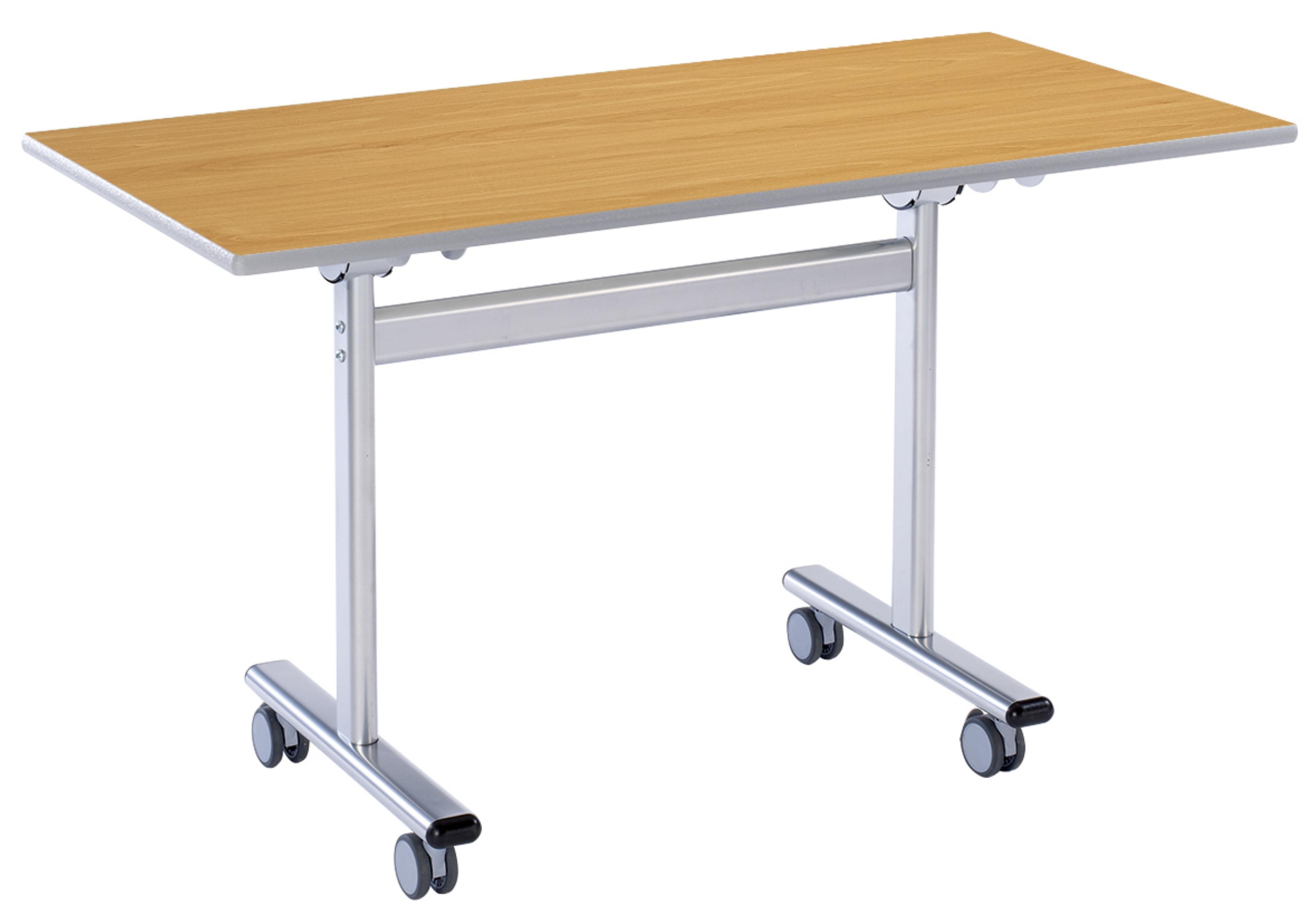Flip Top Rectangular Table 1200x600mm - Beech - Light Grey